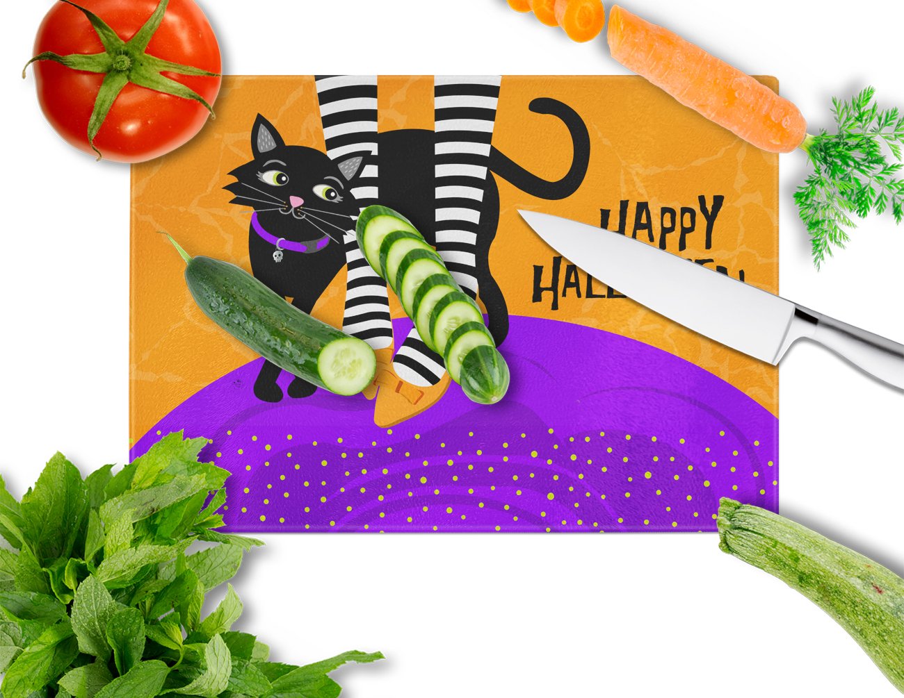 Halloween Witches Feet Cutting Board Tempered Glass Kitchen Cutting Surface, Heat Resistant Chopping, Non-Slip Feet, Food Prep & Serving