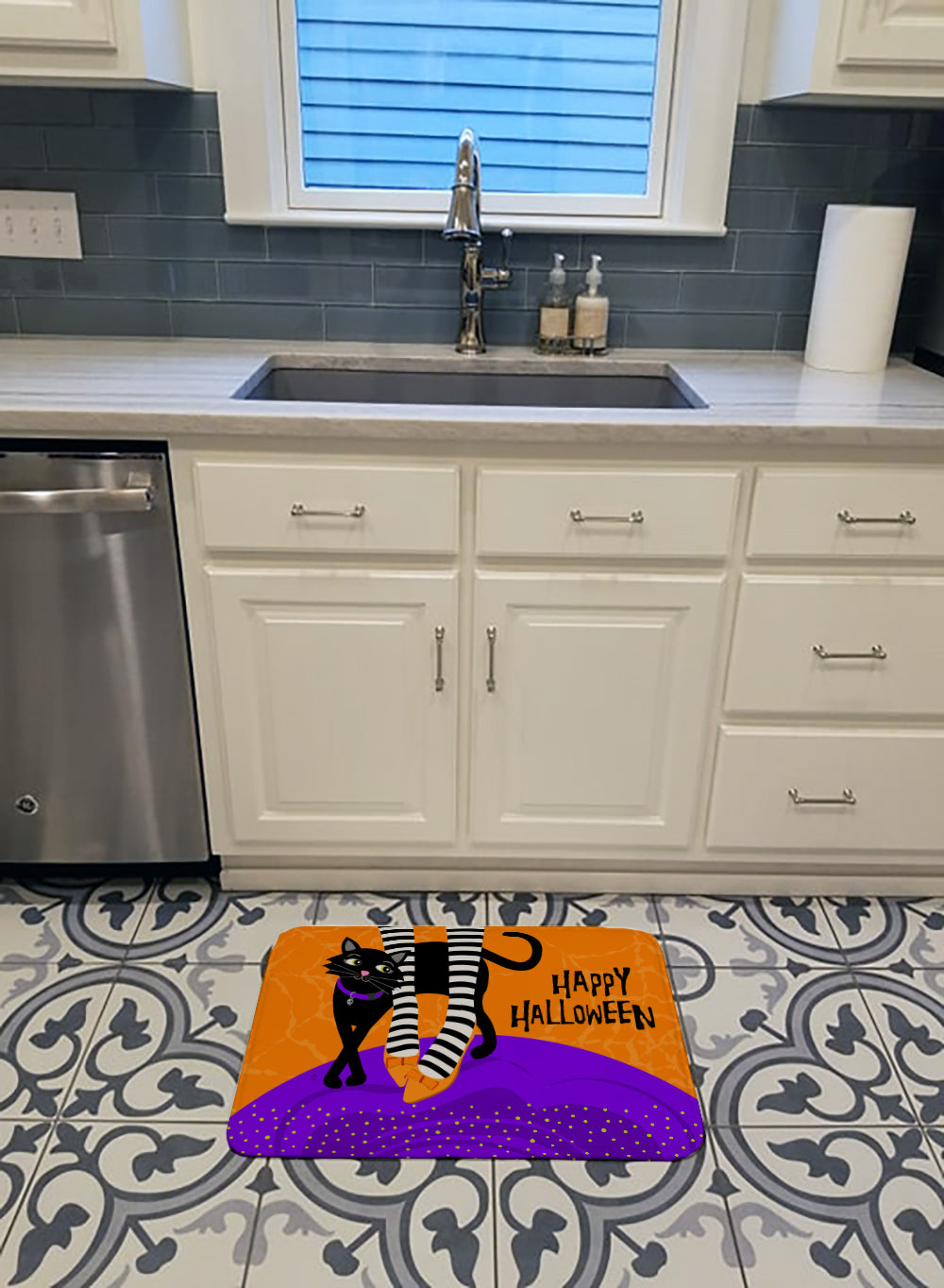 Halloween Witches Feet Memory Foam Kitchen Mat Machine Washable Anti-Fatigue Cushion Comfort Bath or Kitchen Rug