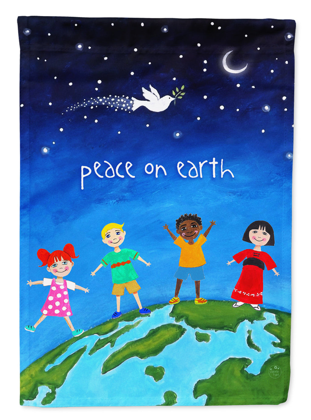 Peace on Earth House Flag 28x40 Porch Sleeve Pole Decorative Outside Yard Banner Artwork Wall Hanging, Polyester