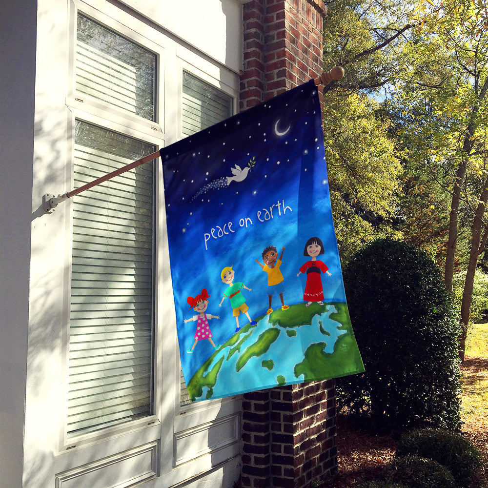 Peace on Earth House Flag 28x40 Porch Sleeve Pole Decorative Outside Yard Banner Artwork Wall Hanging, Polyester