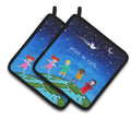 Peace on Earth Pot Holder Set of 2 Heat Resistant Quilted Hot Pads 7.5 x 7.5 Inch, Insulated Kitchen Trivets for Cooking & Baking