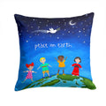Peace on Earth Decorative Throw Pillow 14x14 Indoor Outdoor Accent Cushion, Fabric Cover with Insert for Sofa, Bed, Porch & Living Room