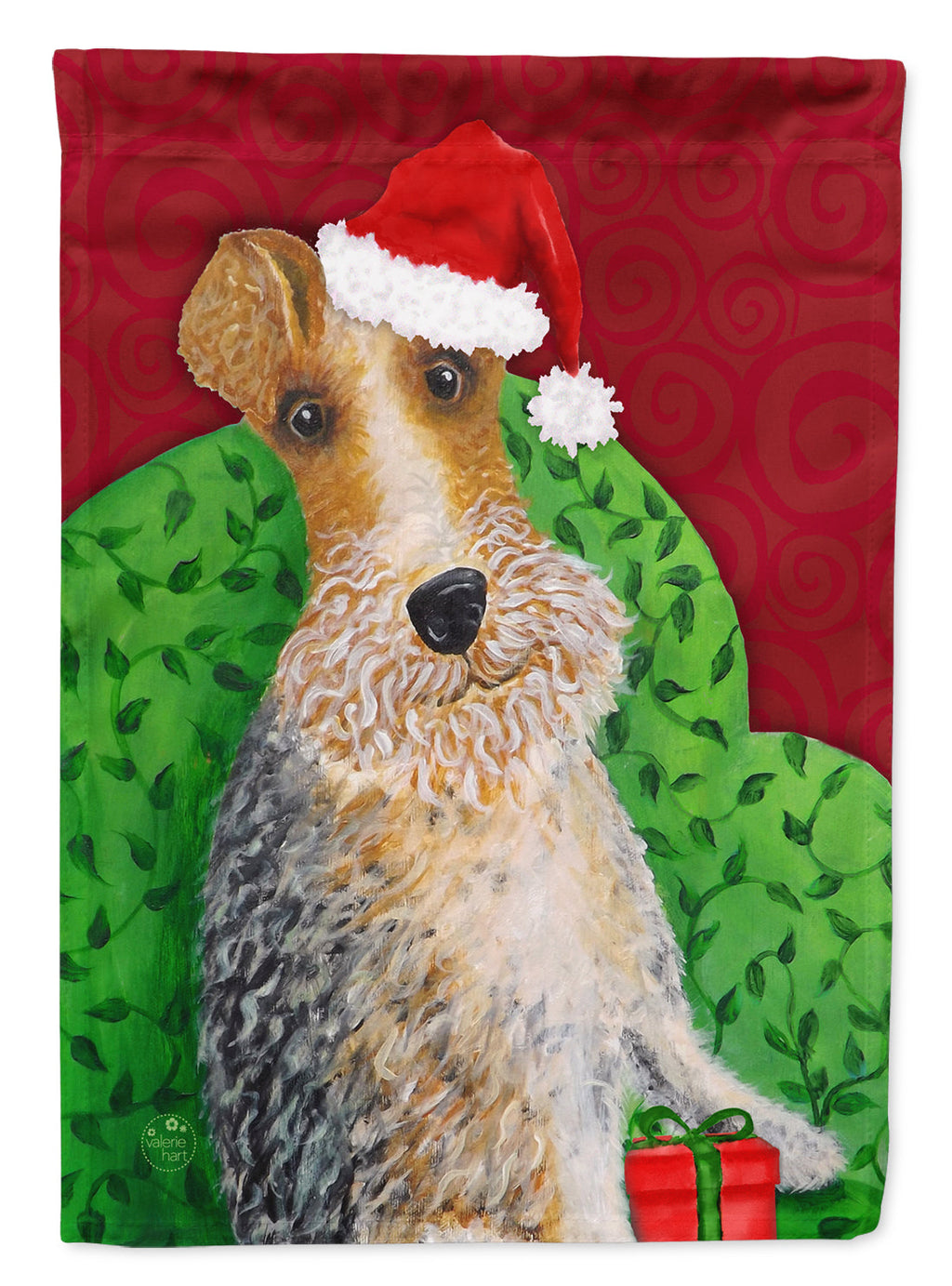 Wire Fox Terrier Christmas House Flag 28x40 Porch Sleeve Pole Decorative Outside Yard Banner Artwork Wall Hanging, Polyester