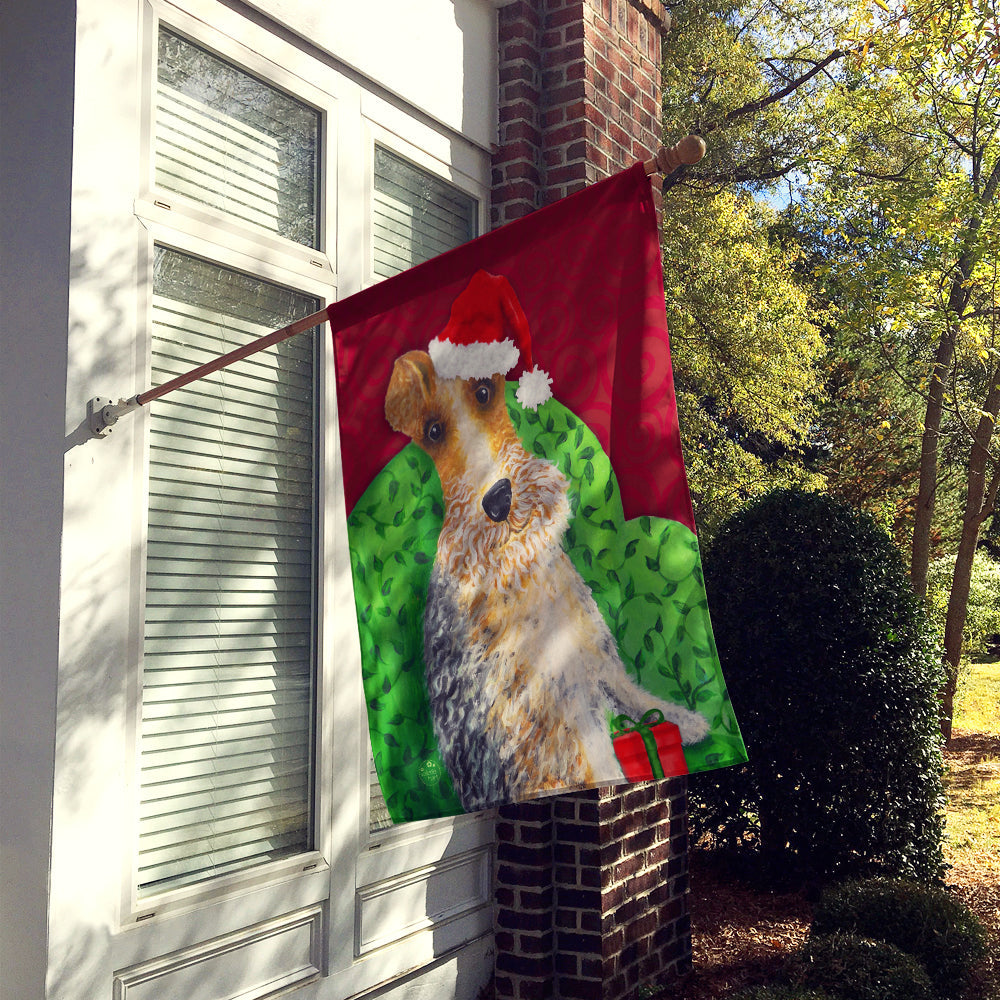 Wire Fox Terrier Christmas House Flag 28x40 Porch Sleeve Pole Decorative Outside Yard Banner Artwork Wall Hanging, Polyester