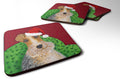 Wire Fox Terrier Christmas Foam Coasters Set of 4 Cup Coasters for Indoor Outdoor, Tabletop Protection, Anti Slip, Mouse pad Material