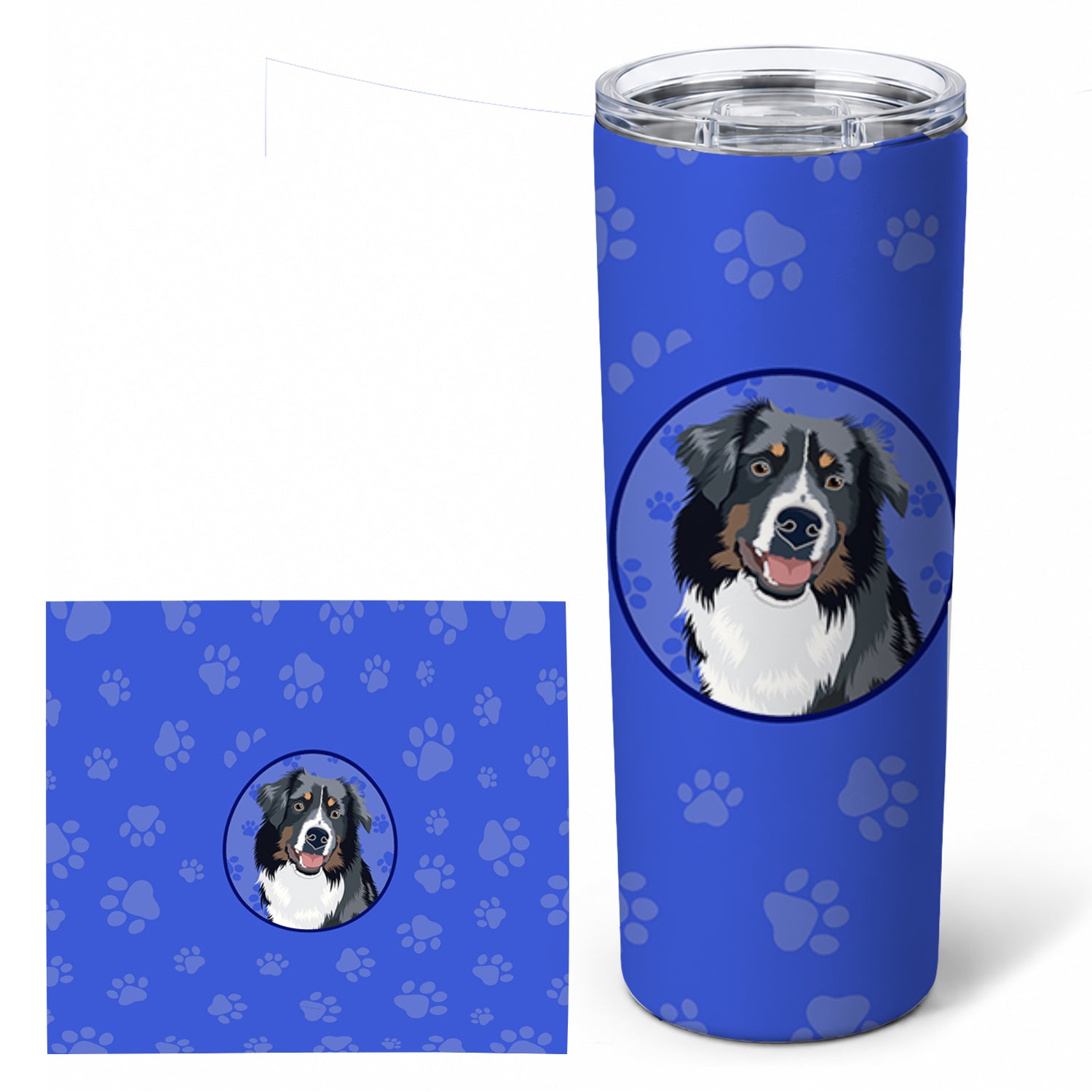Australian Shepherd Black Tricolor #1  Stainless Steel Skinny Tumbler 20 oz Vacuum Double Walled Reusable Insulated Travel Cup