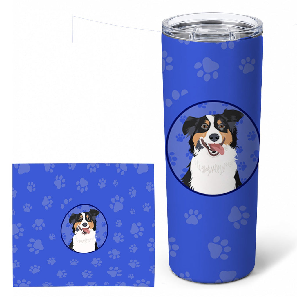 Australian Shepherd Black Tricolor #2  Stainless Steel Skinny Tumbler 20 oz Vacuum Double Walled Reusable Insulated Travel Cup