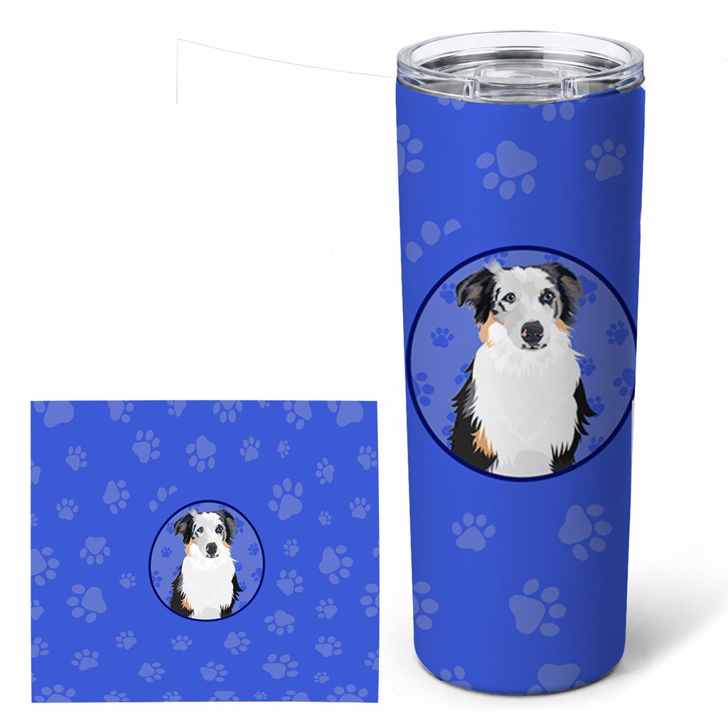 Australian Shepherd Blue Merle #1  Stainless Steel Skinny Tumbler 20 oz Vacuum Double Walled Reusable Insulated Travel Cup