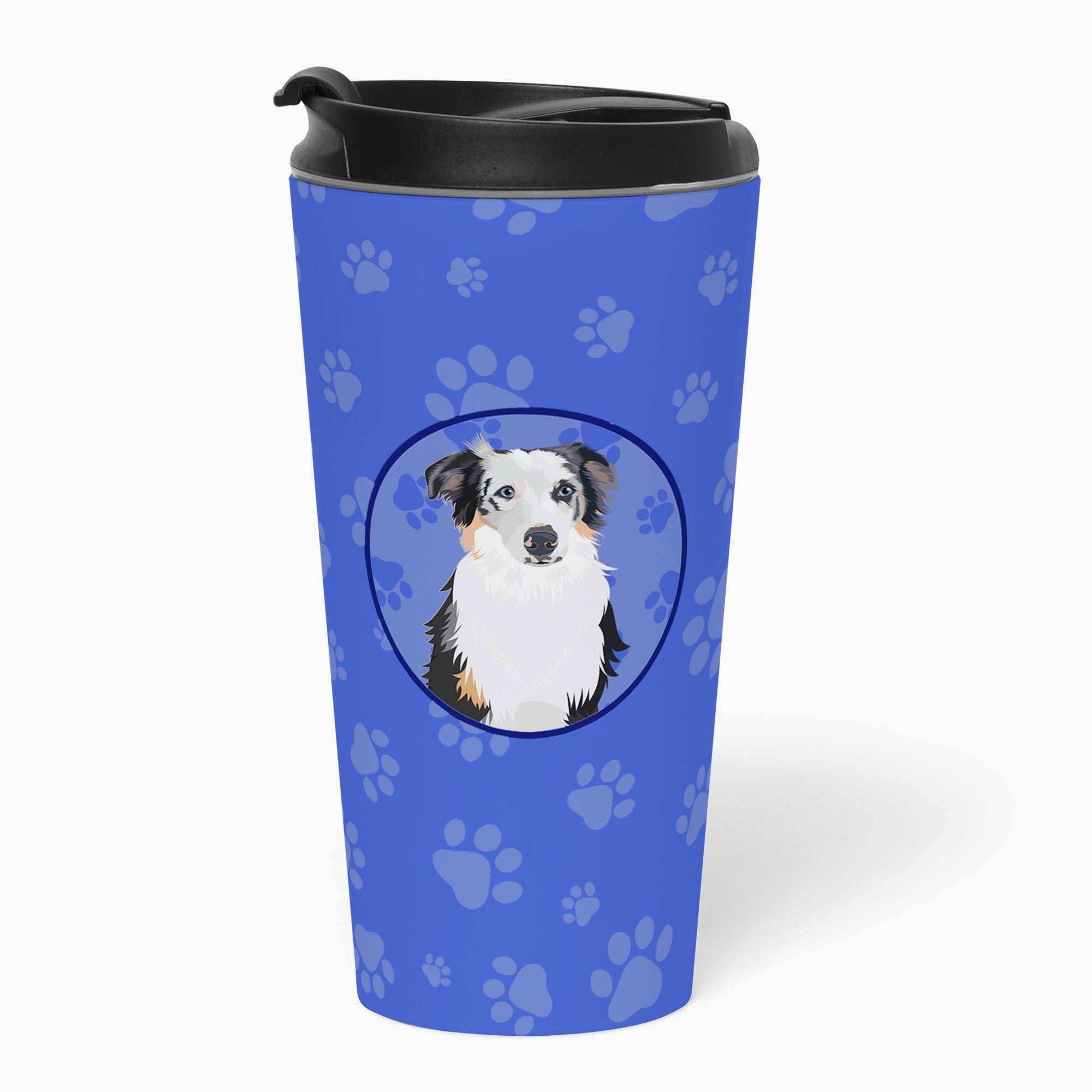 Australian Shepherd Blue Merle #1  Stainless Steel 16 oz  Tumbler Blue Insulated Tumbler with Lid, Cute Travel Cup for Coffee, Cocktails, Gift Men, Dad, Women, Mother