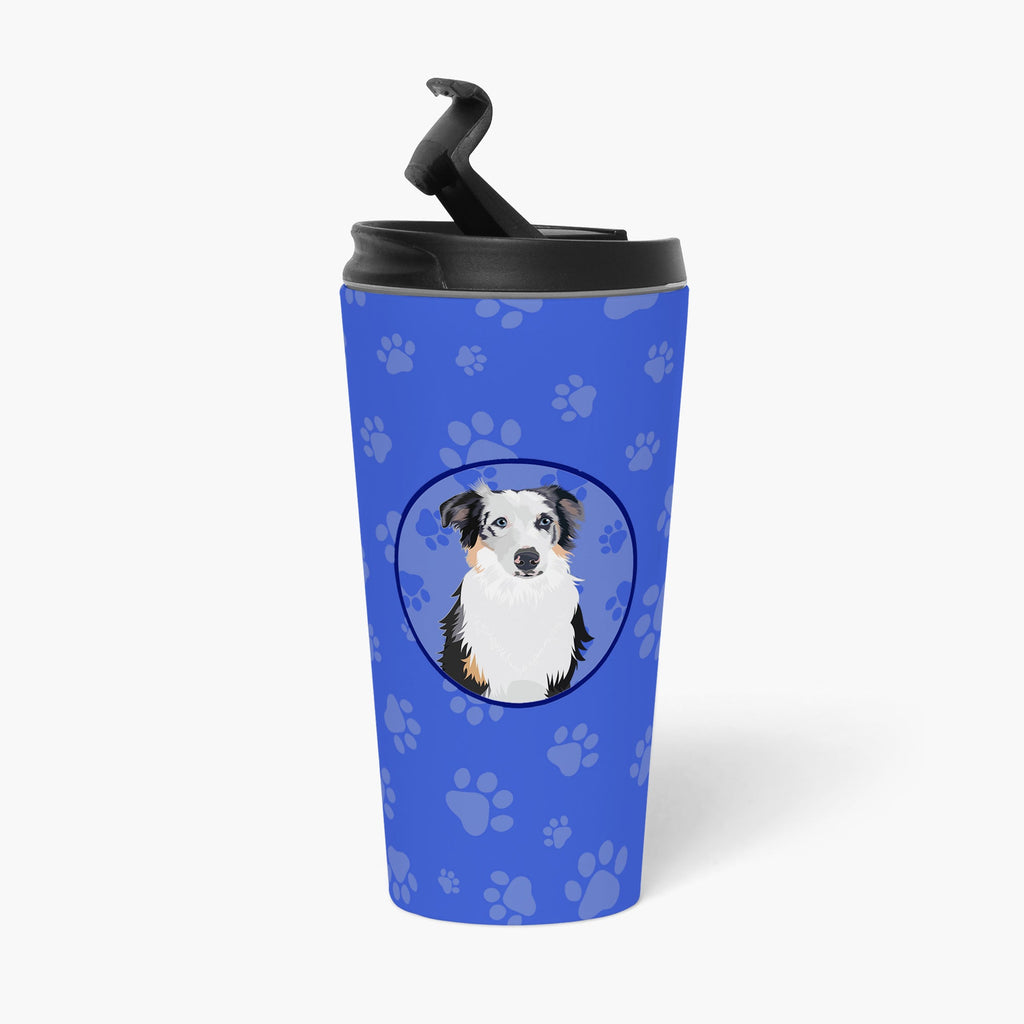 Australian Shepherd Blue Merle #1  Stainless Steel 16 oz  Tumbler Blue Insulated Tumbler with Lid, Cute Travel Cup for Coffee, Cocktails, Gift Men, Dad, Women, Mother