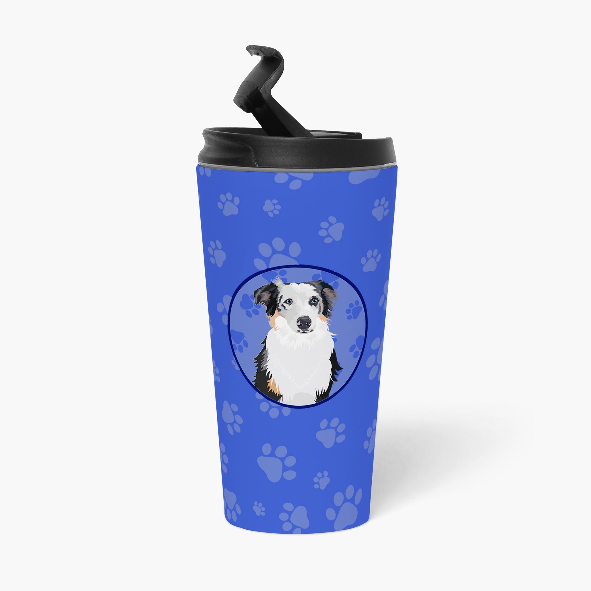 Australian Shepherd Blue Merle #1  Stainless Steel 16 oz  Tumbler Blue Insulated Tumbler with Lid, Cute Travel Cup for Coffee, Cocktails, Gift Men, Dad, Women, Mother