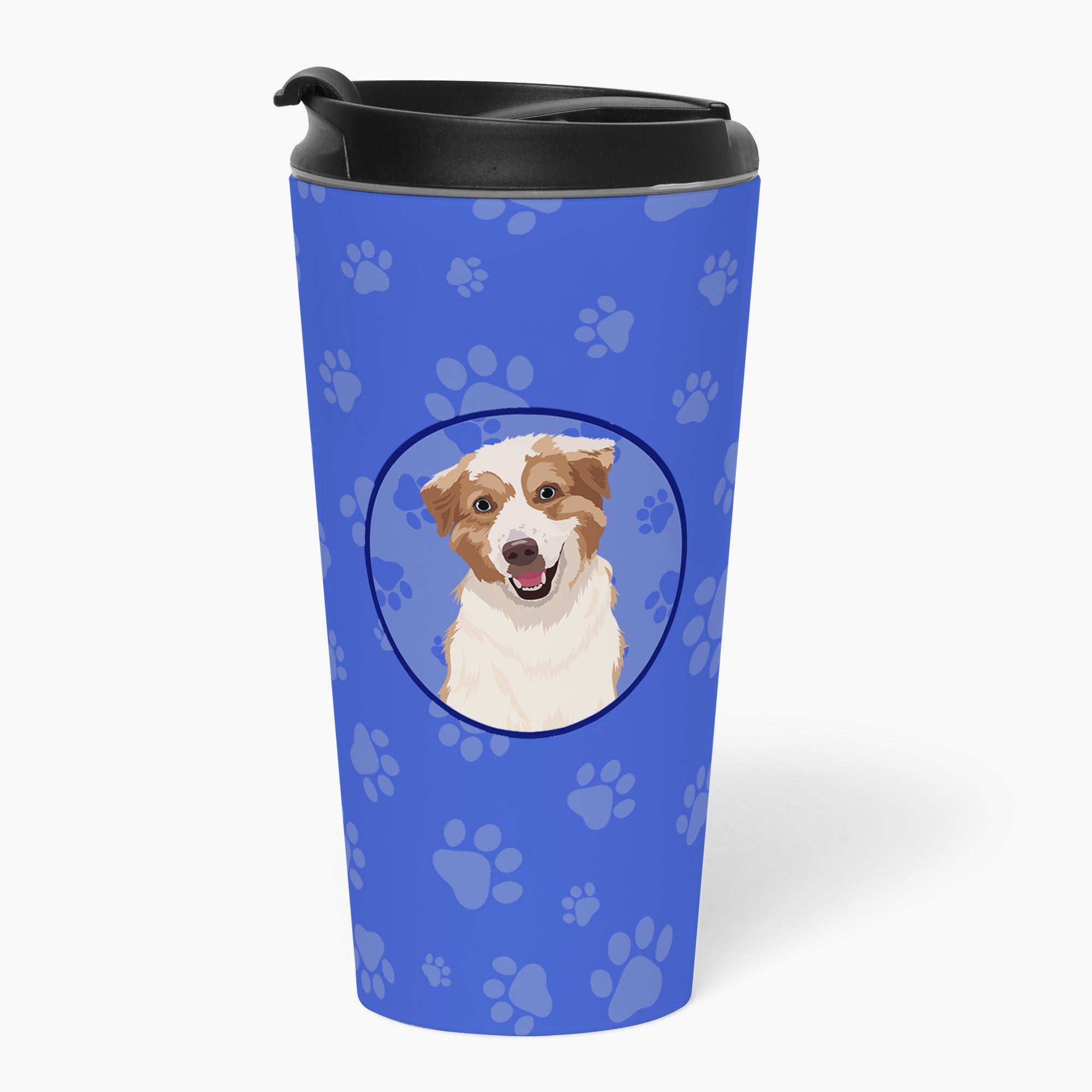 Australian Shepherd Red and White #1  Stainless Steel 16 oz  Tumbler Blue Insulated Tumbler with Lid, Cute Travel Cup for Coffee, Cocktails, Gift Men, Dad, Women, Mother
