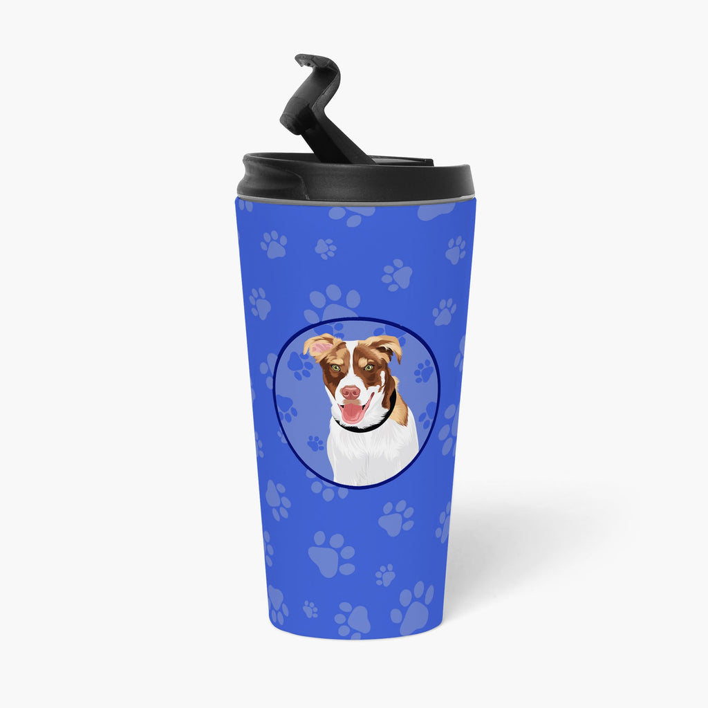 Australian Shepherd Red and White #2  Stainless Steel 16 oz  Tumbler Blue Insulated Tumbler with Lid, Cute Travel Cup for Coffee, Cocktails, Gift Men, Dad, Women, Mother