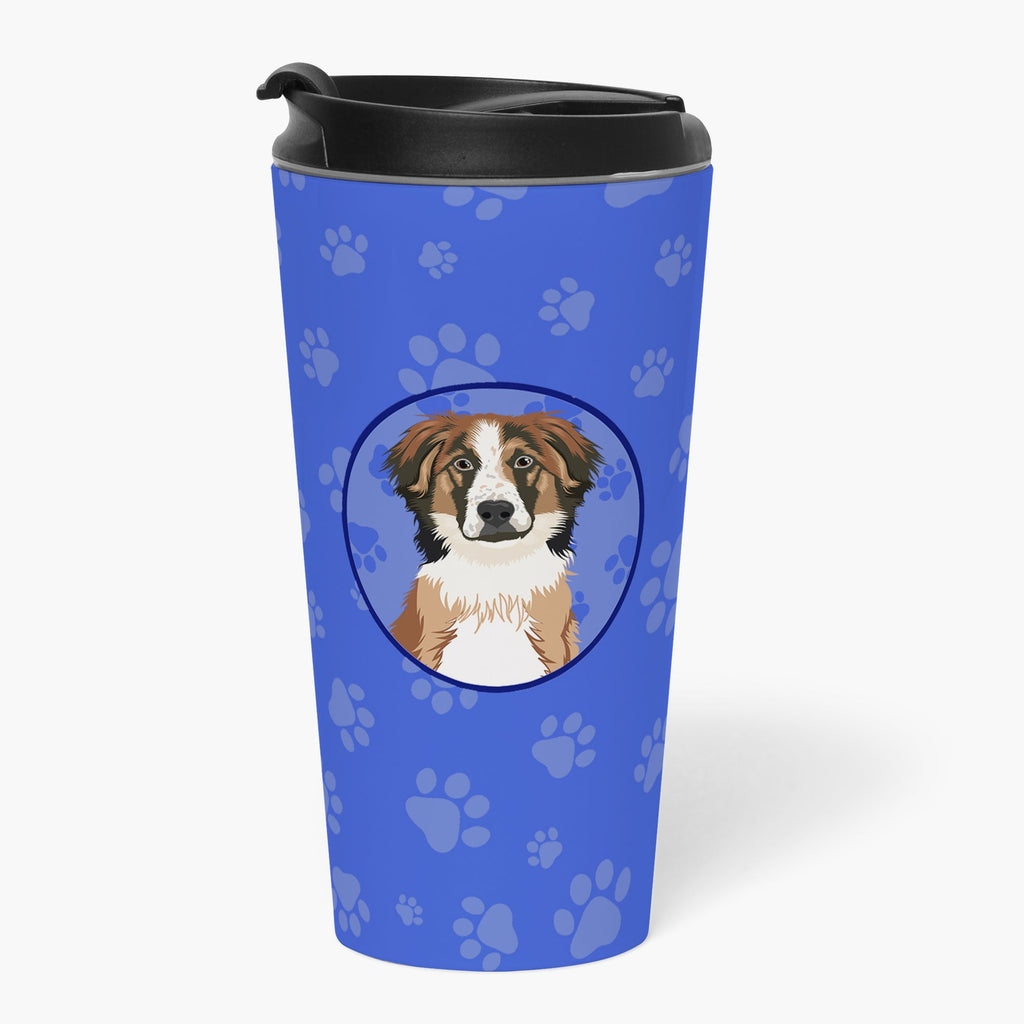 Australian Shepherd Red Tricolor #1  Stainless Steel 16 oz  Tumbler Blue Insulated Tumbler with Lid, Cute Travel Cup for Coffee, Cocktails, Gift Men, Dad, Women, Mother