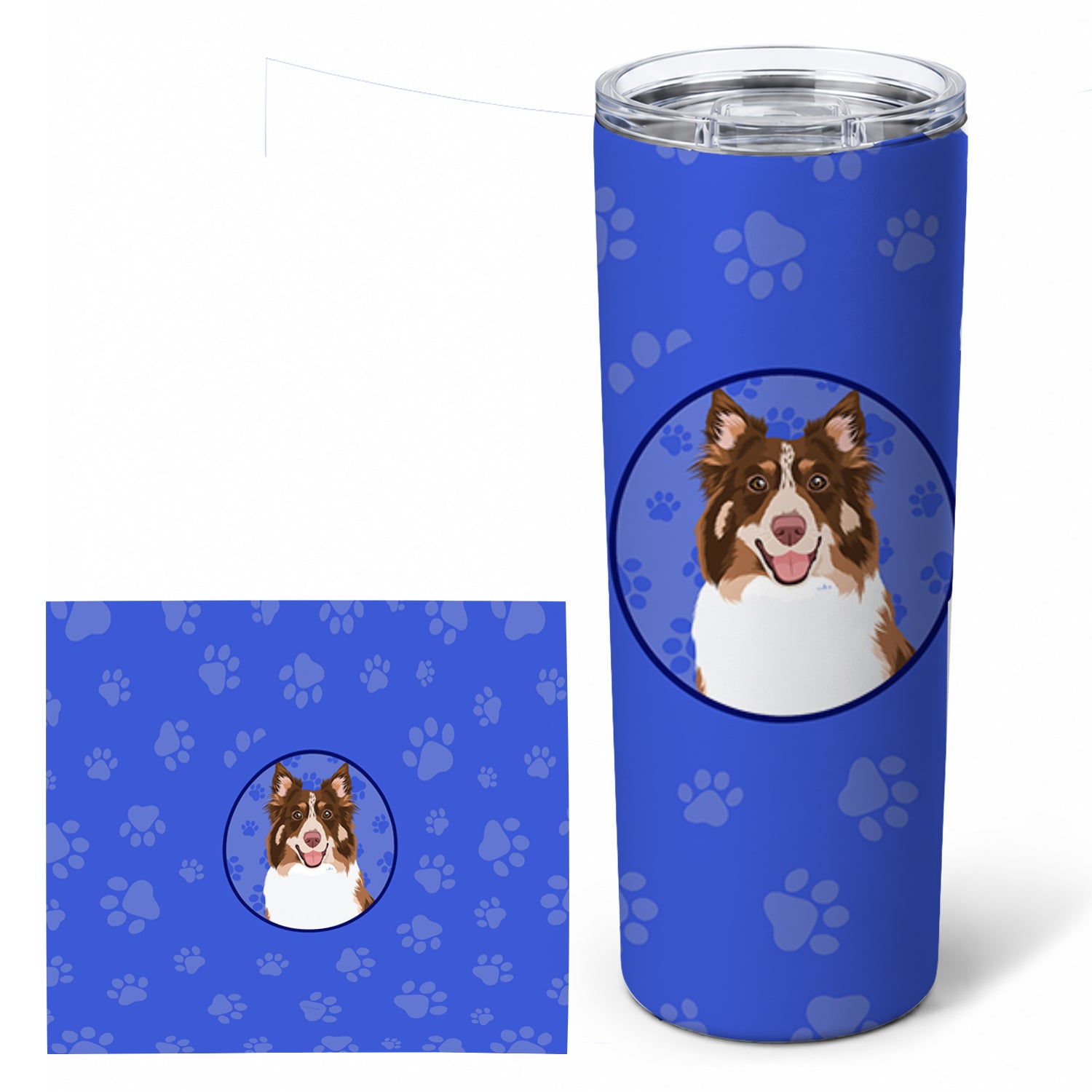 Australian Shepherd Red Tricolor #2  Stainless Steel Skinny Tumbler 20 oz Vacuum Double Walled Reusable Insulated Travel Cup