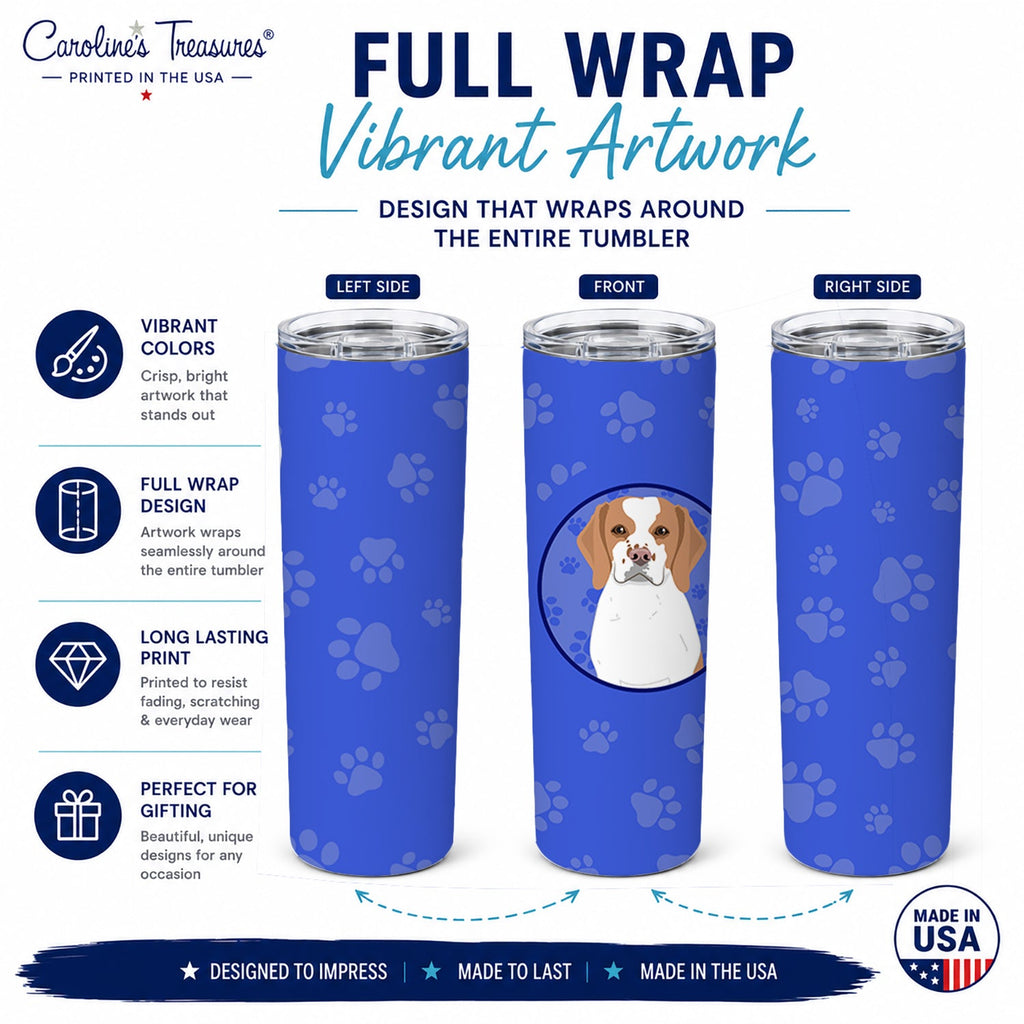 Beagle Red and White Red Ticked #1  Stainless Steel Skinny Tumbler 20 oz Vacuum Double Walled Reusable Insulated Travel Cup