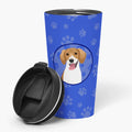 Beagle Red and White Red Ticked #2  Stainless Steel 16 oz  Tumbler Blue Insulated Tumbler with Lid, Cute Travel Cup for Coffee, Cocktails, Gift Men, Dad, Women, Mother