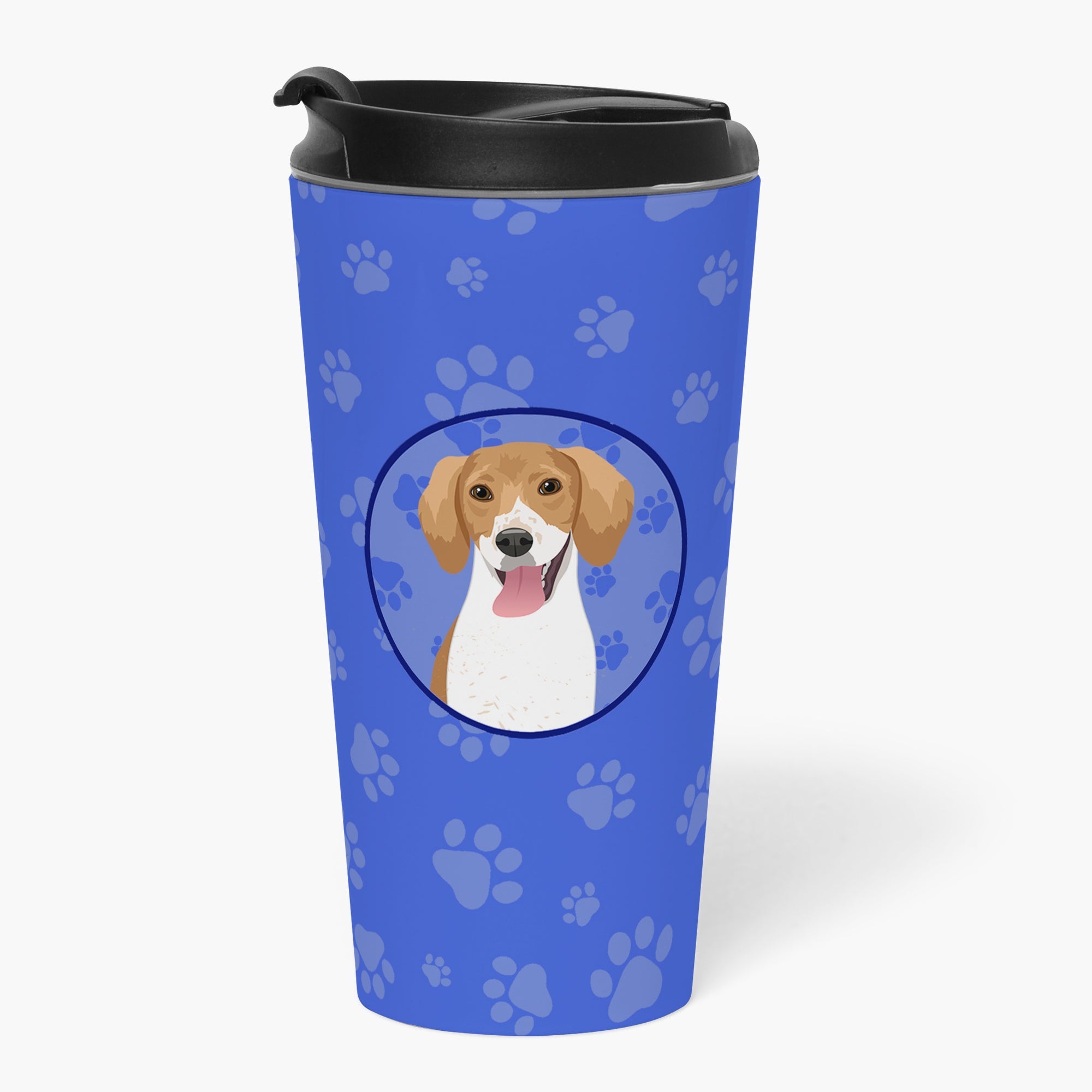 Beagle Red and White Red Ticked #2  Stainless Steel 16 oz  Tumbler Blue Insulated Tumbler with Lid, Cute Travel Cup for Coffee, Cocktails, Gift Men, Dad, Women, Mother