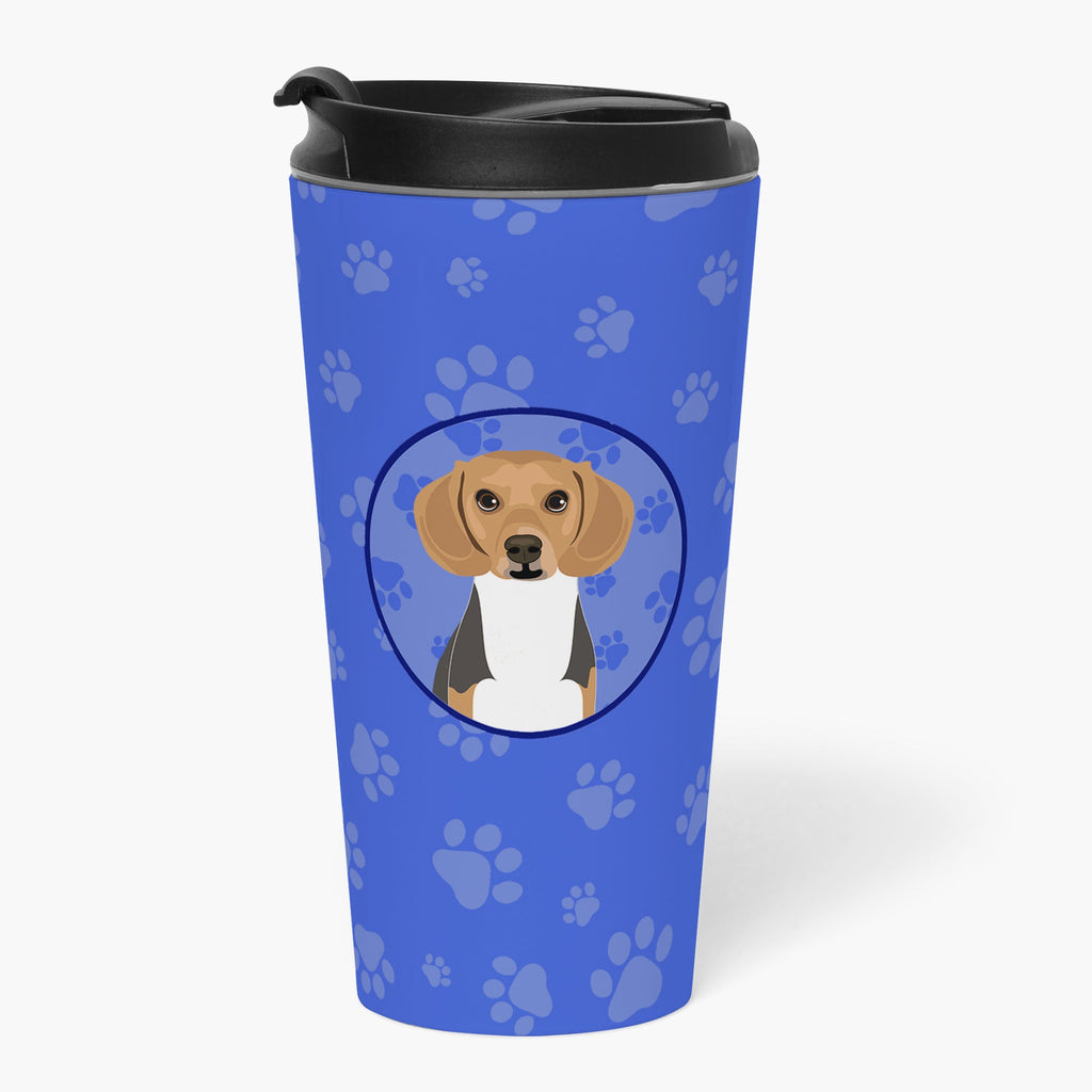 Beagle Tricolor #1  Stainless Steel 16 oz  Tumbler Blue Insulated Tumbler with Lid, Cute Travel Cup for Coffee, Cocktails, Gift Men, Dad, Women, Mother