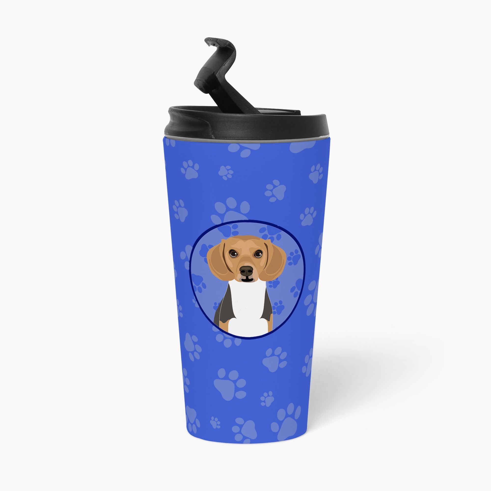 Beagle Tricolor #1  Stainless Steel 16 oz  Tumbler Blue Insulated Tumbler with Lid, Cute Travel Cup for Coffee, Cocktails, Gift Men, Dad, Women, Mother