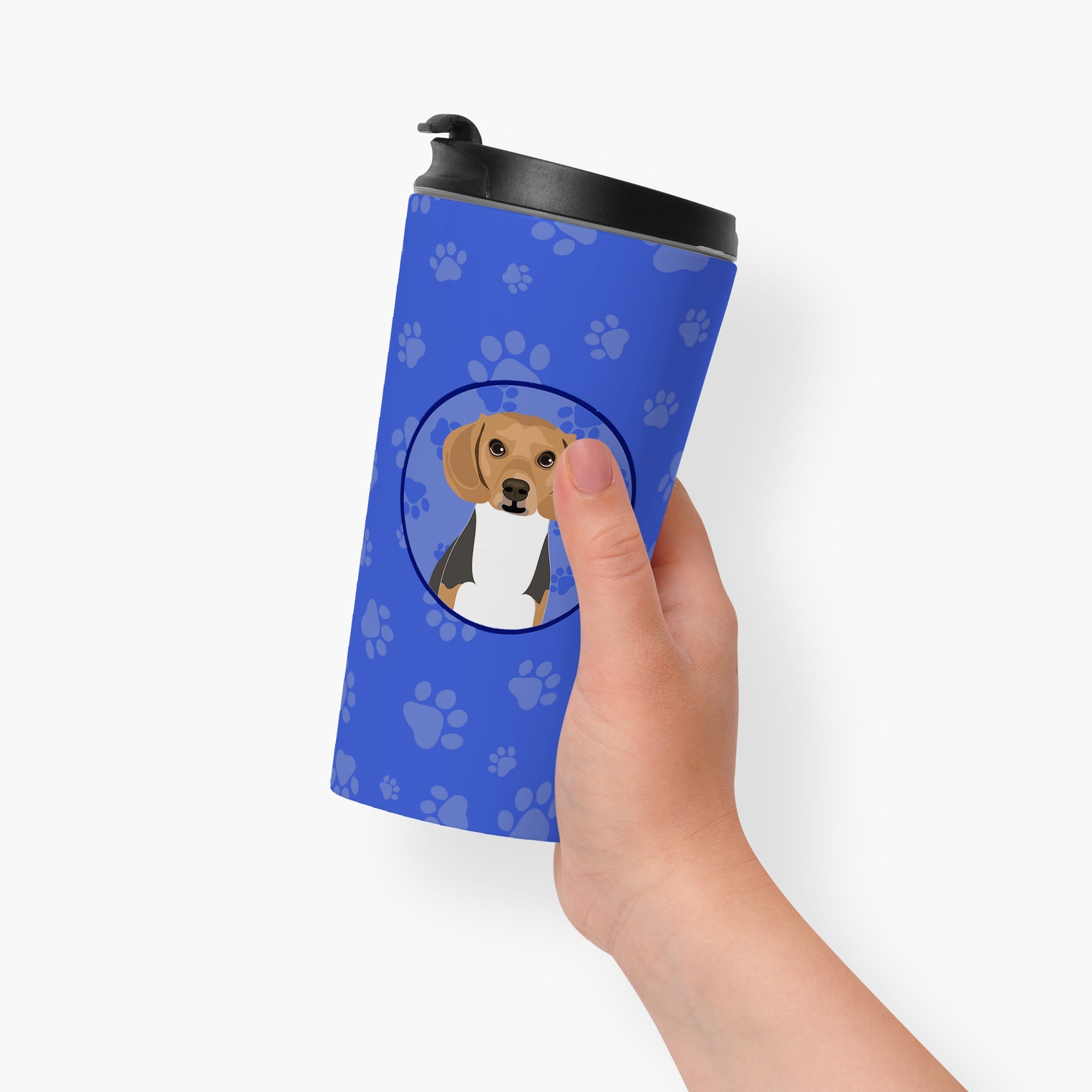 Beagle Tricolor #1  Stainless Steel 16 oz  Tumbler Blue Insulated Tumbler with Lid, Cute Travel Cup for Coffee, Cocktails, Gift Men, Dad, Women, Mother