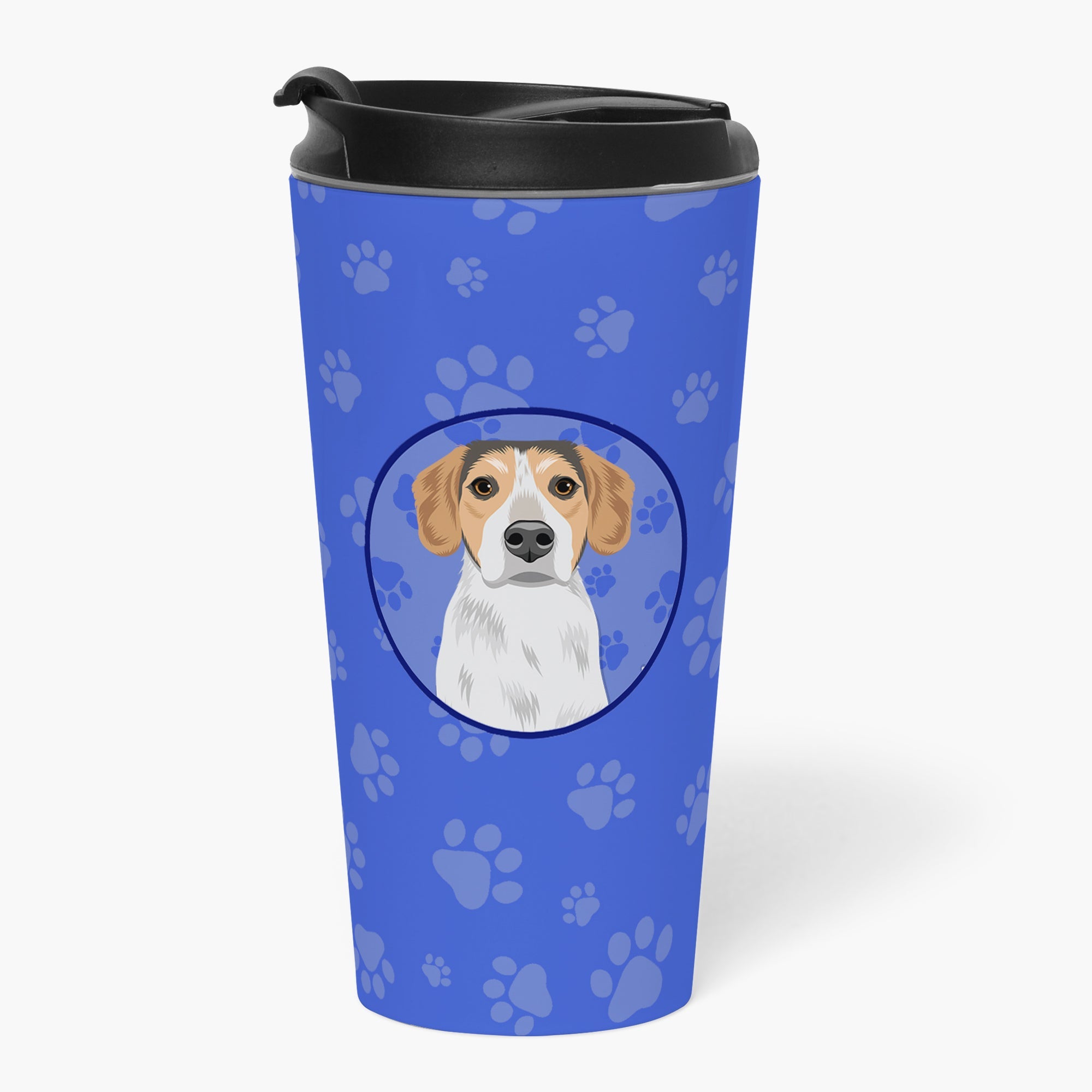 Beagle Tricolor #2  Stainless Steel 16 oz  Tumbler Blue Insulated Tumbler with Lid, Cute Travel Cup for Coffee, Cocktails, Gift Men, Dad, Women, Mother