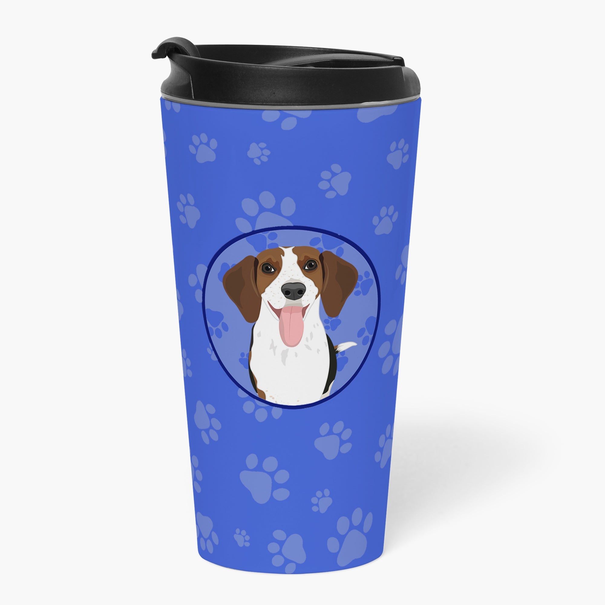 Beagle Tricolor Red Ticked #3  Stainless Steel 16 oz  Tumbler Blue Insulated Tumbler with Lid, Cute Travel Cup for Coffee, Cocktails, Gift Men, Dad, Women, Mother
