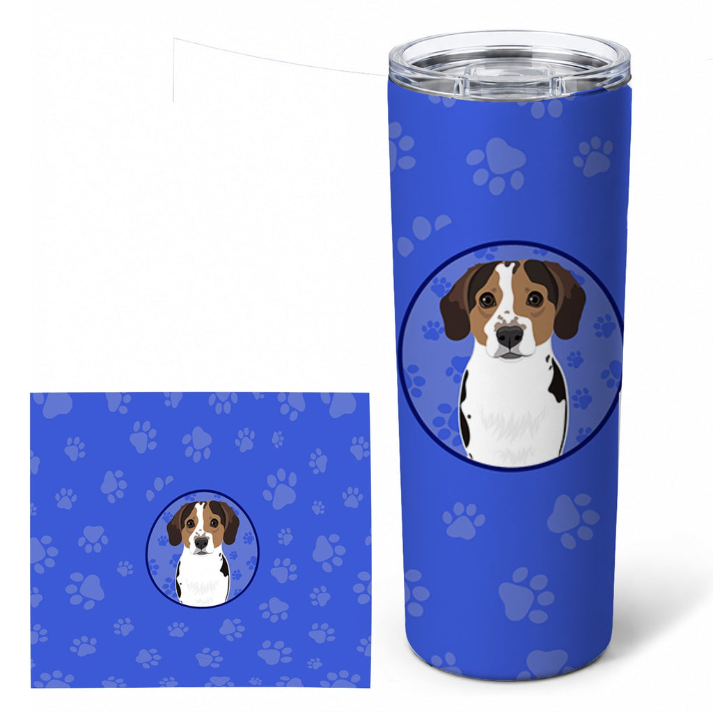 Beagle Tricolor Ticked  Stainless Steel Skinny Tumbler 20 oz Vacuum Double Walled Reusable Insulated Travel Cup
