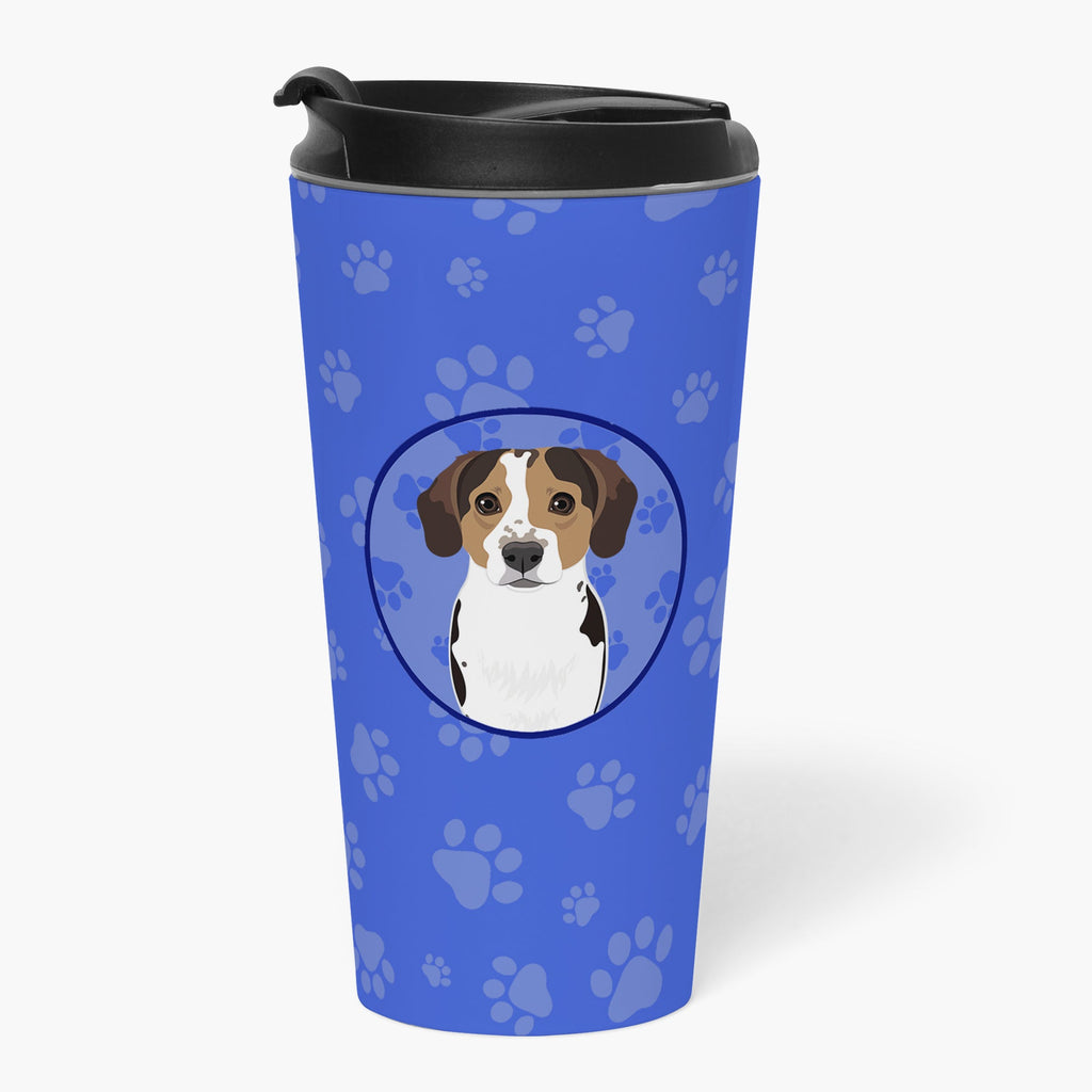 Beagle Tricolor Ticked  Stainless Steel 16 oz  Tumbler Blue Insulated Tumbler with Lid, Cute Travel Cup for Coffee, Cocktails, Gift Men, Dad, Women, Mother