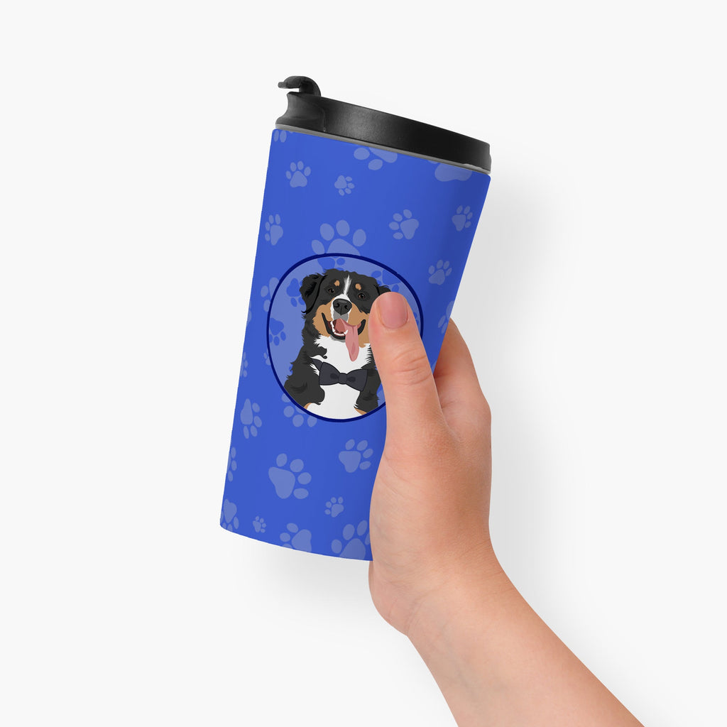 Bernese Mountain Dog #1  Stainless Steel 16 oz  Tumbler Blue Insulated Tumbler with Lid, Cute Travel Cup for Coffee, Cocktails, Gift Men, Dad, Women, Mother