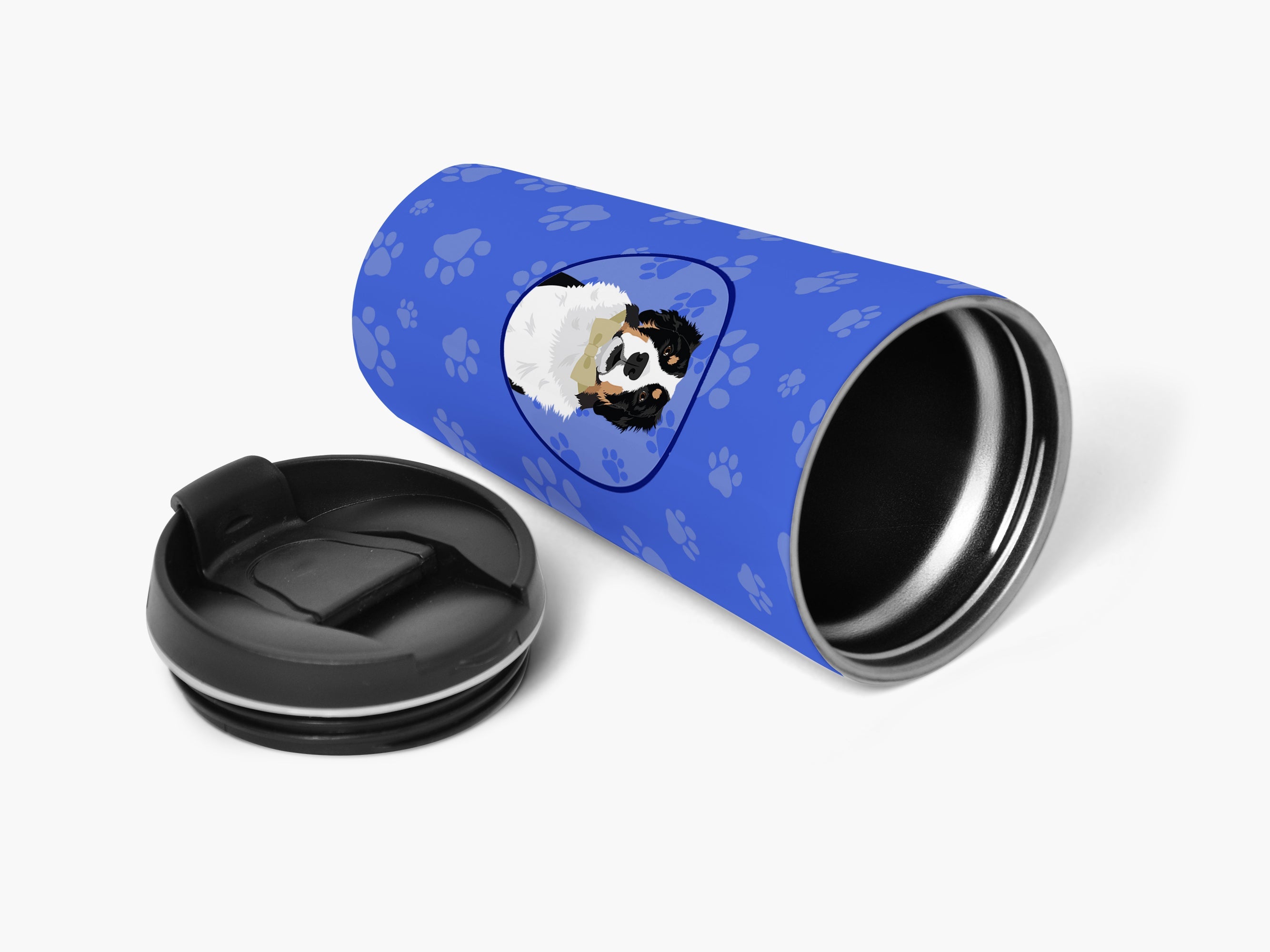Bernese Mountain Dog #2  Stainless Steel 16 oz  Tumbler Blue Insulated Tumbler with Lid, Cute Travel Cup for Coffee, Cocktails, Gift Men, Dad, Women, Mother