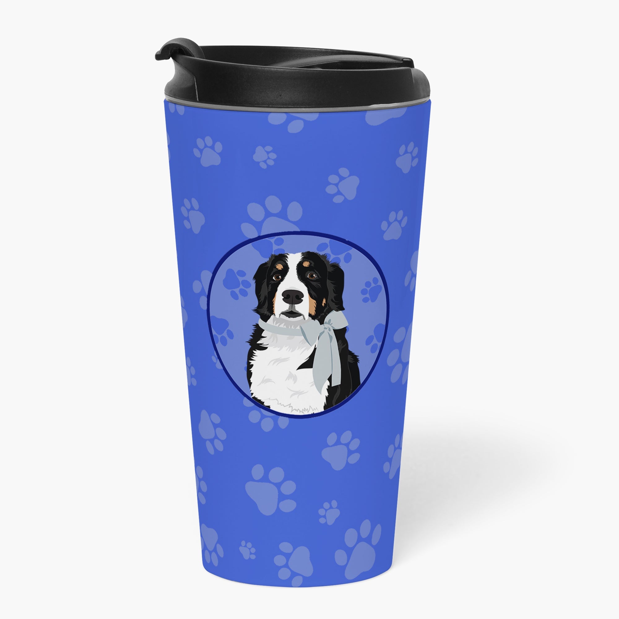 Bernese Mountain Dog #3  Stainless Steel 16 oz  Tumbler Blue Insulated Tumbler with Lid, Cute Travel Cup for Coffee, Cocktails, Gift Men, Dad, Women, Mother