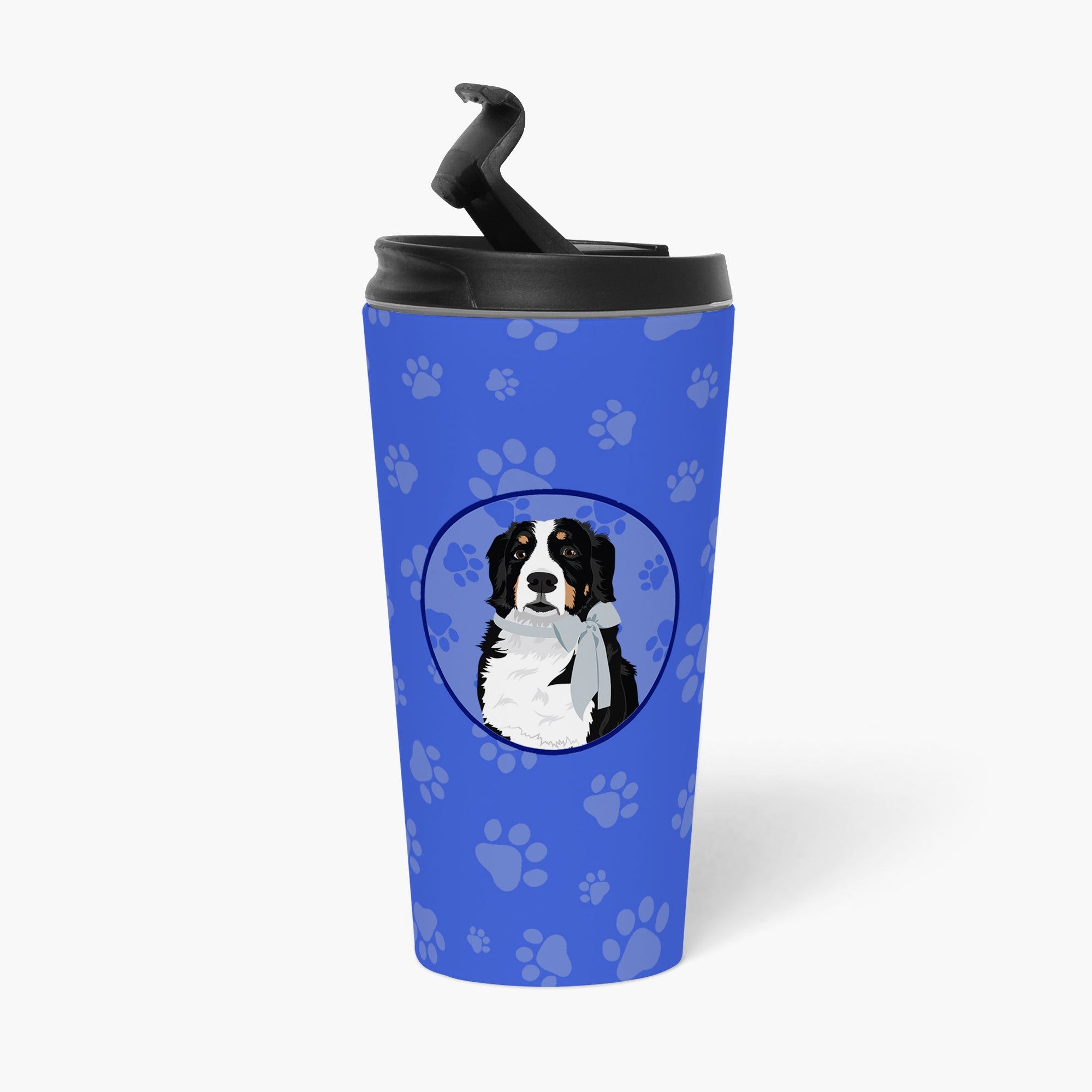 Bernese Mountain Dog #3  Stainless Steel 16 oz  Tumbler Blue Insulated Tumbler with Lid, Cute Travel Cup for Coffee, Cocktails, Gift Men, Dad, Women, Mother