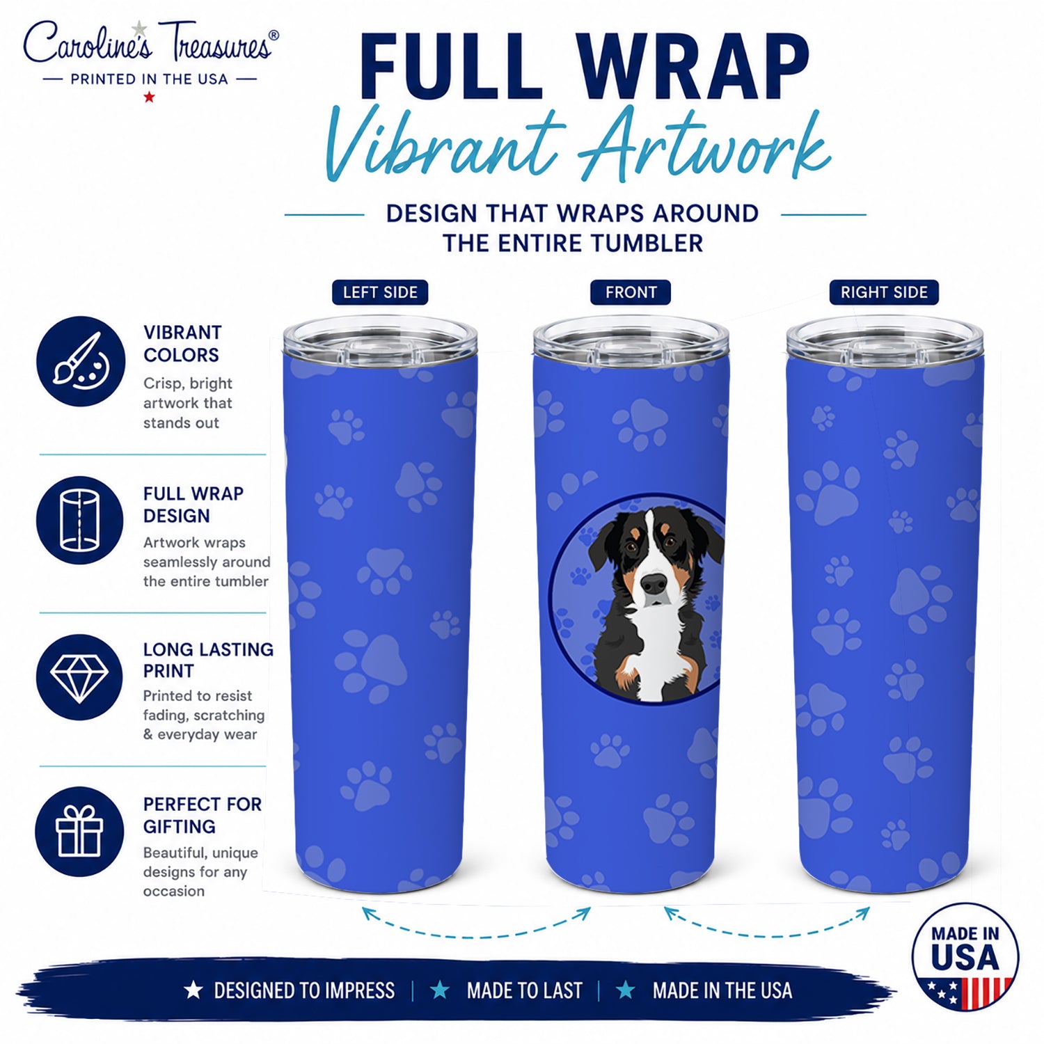 Bernese Mountain Dog Puppy #2  Stainless Steel Skinny Tumbler 20 oz Vacuum Double Walled Reusable Insulated Travel Cup