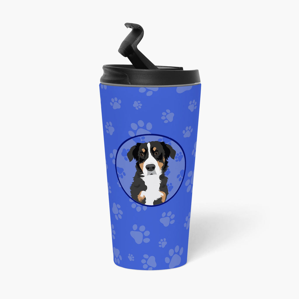 Bernese Mountain Dog Puppy #2  Stainless Steel 16 oz  Tumbler Blue Insulated Tumbler with Lid, Cute Travel Cup for Coffee, Cocktails, Gift Men, Dad, Women, Mother