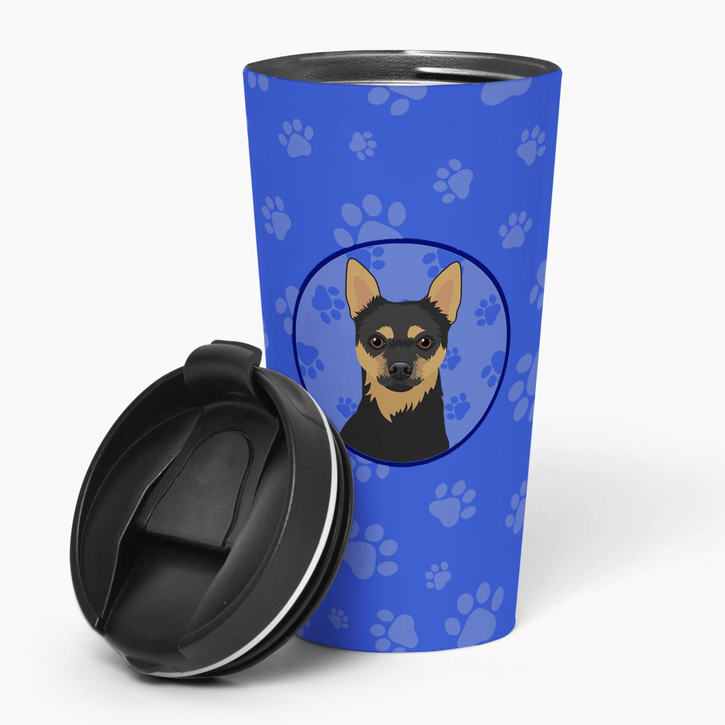 Chihuahua Black and Tan #1  Stainless Steel 16 oz  Tumbler Blue Insulated Tumbler with Lid, Cute Travel Cup for Coffee, Cocktails, Gift Men, Dad, Women, Mother