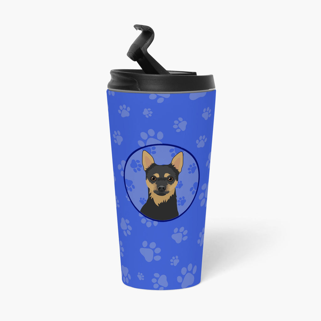 Chihuahua Black and Tan #1  Stainless Steel 16 oz  Tumbler Blue Insulated Tumbler with Lid, Cute Travel Cup for Coffee, Cocktails, Gift Men, Dad, Women, Mother