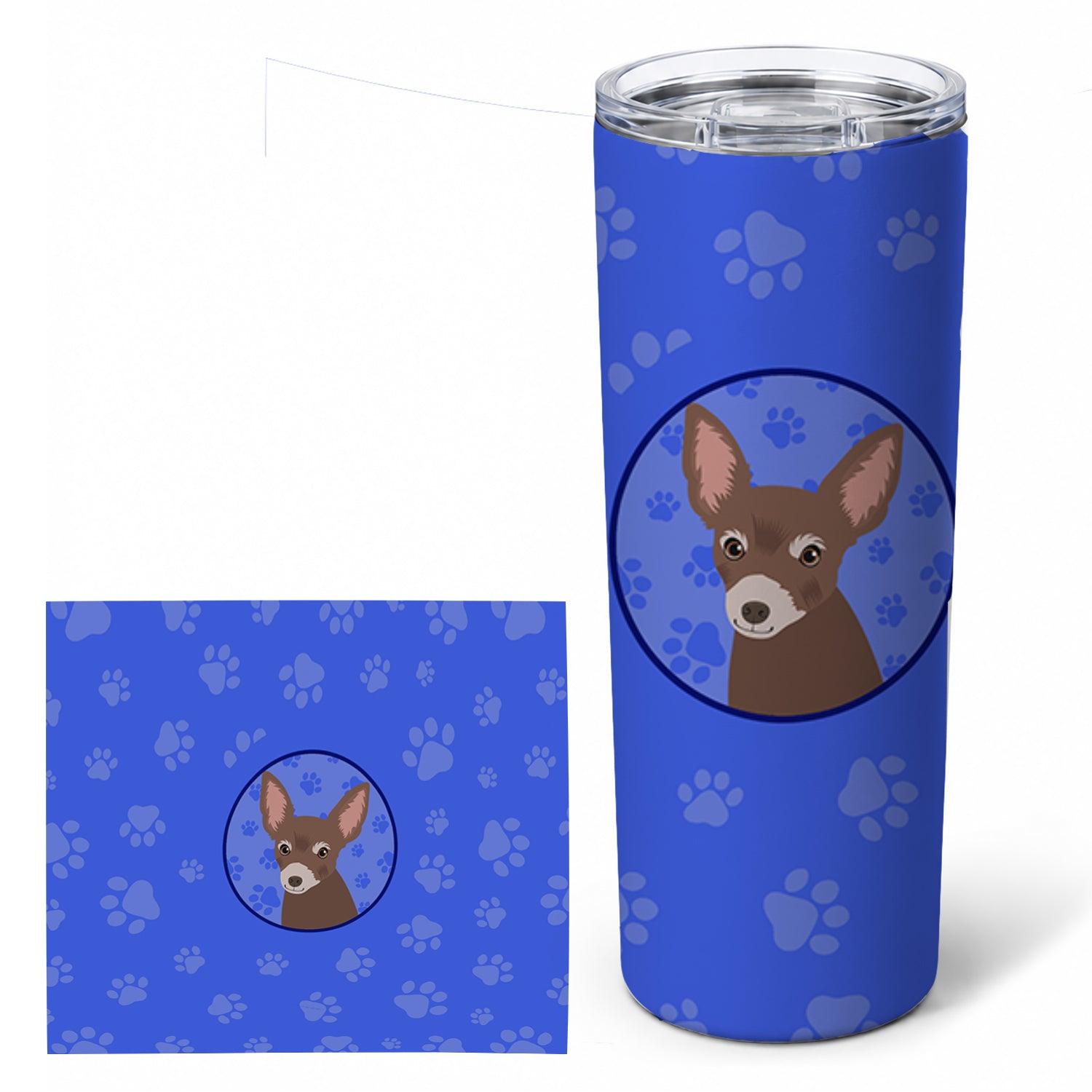 Chihuahua Chocolate #2  Stainless Steel Skinny Tumbler 20 oz Vacuum Double Walled Reusable Insulated Travel Cup