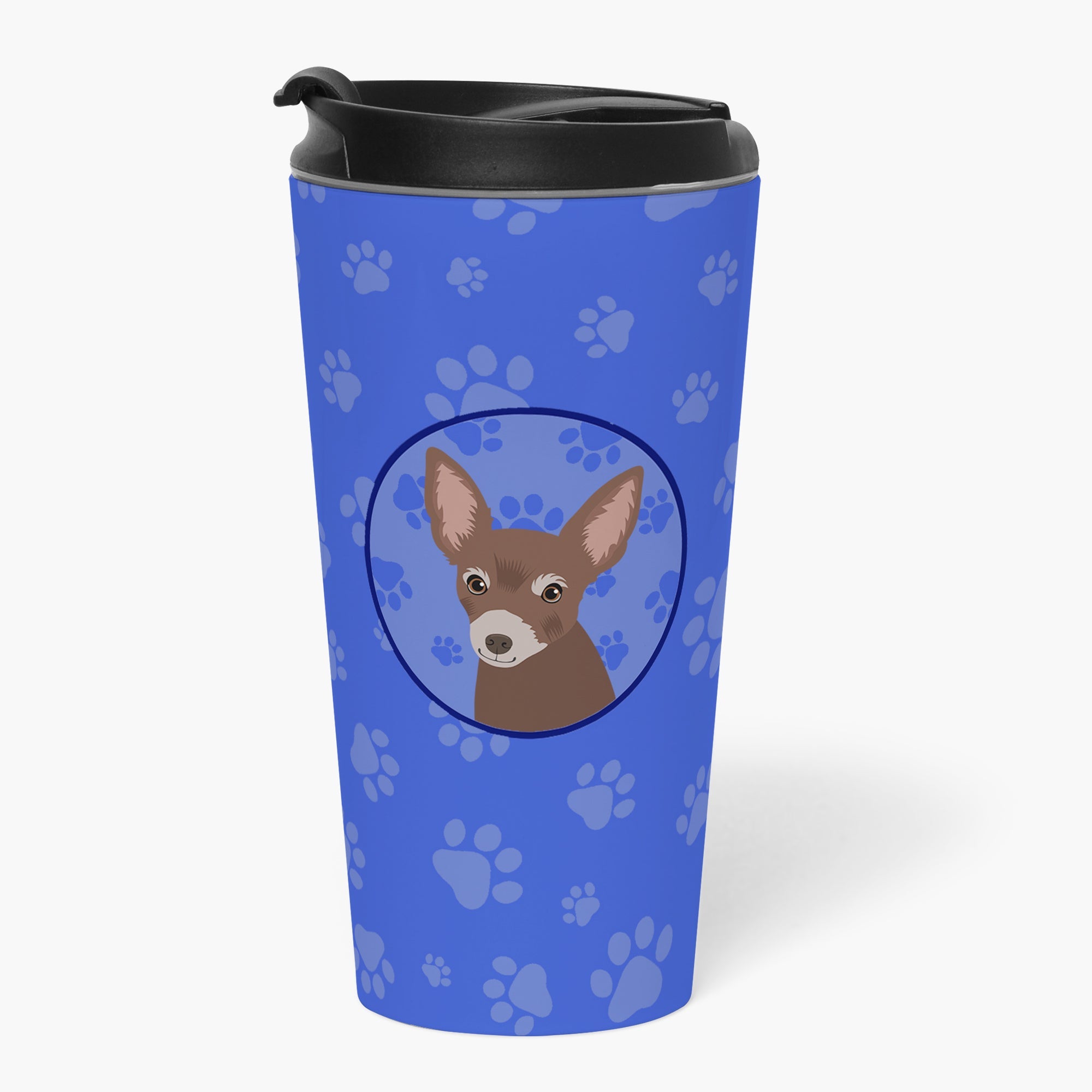 Chihuahua Chocolate #2  Stainless Steel 16 oz  Tumbler Blue Insulated Tumbler with Lid, Cute Travel Cup for Coffee, Cocktails, Gift Men, Dad, Women, Mother