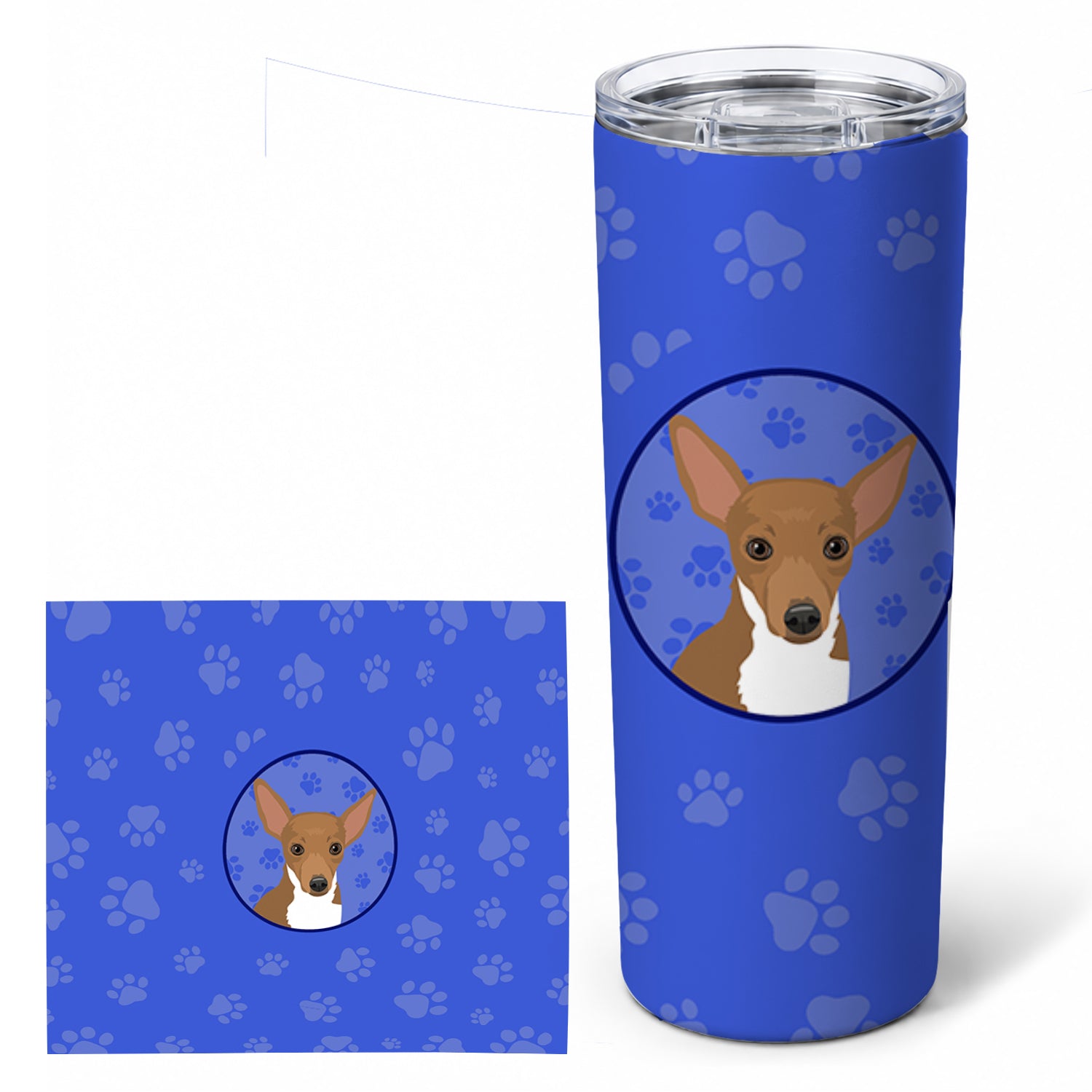 Chihuahua Chocolate and White #1  Stainless Steel Skinny Tumbler 20 oz Vacuum Double Walled Reusable Insulated Travel Cup