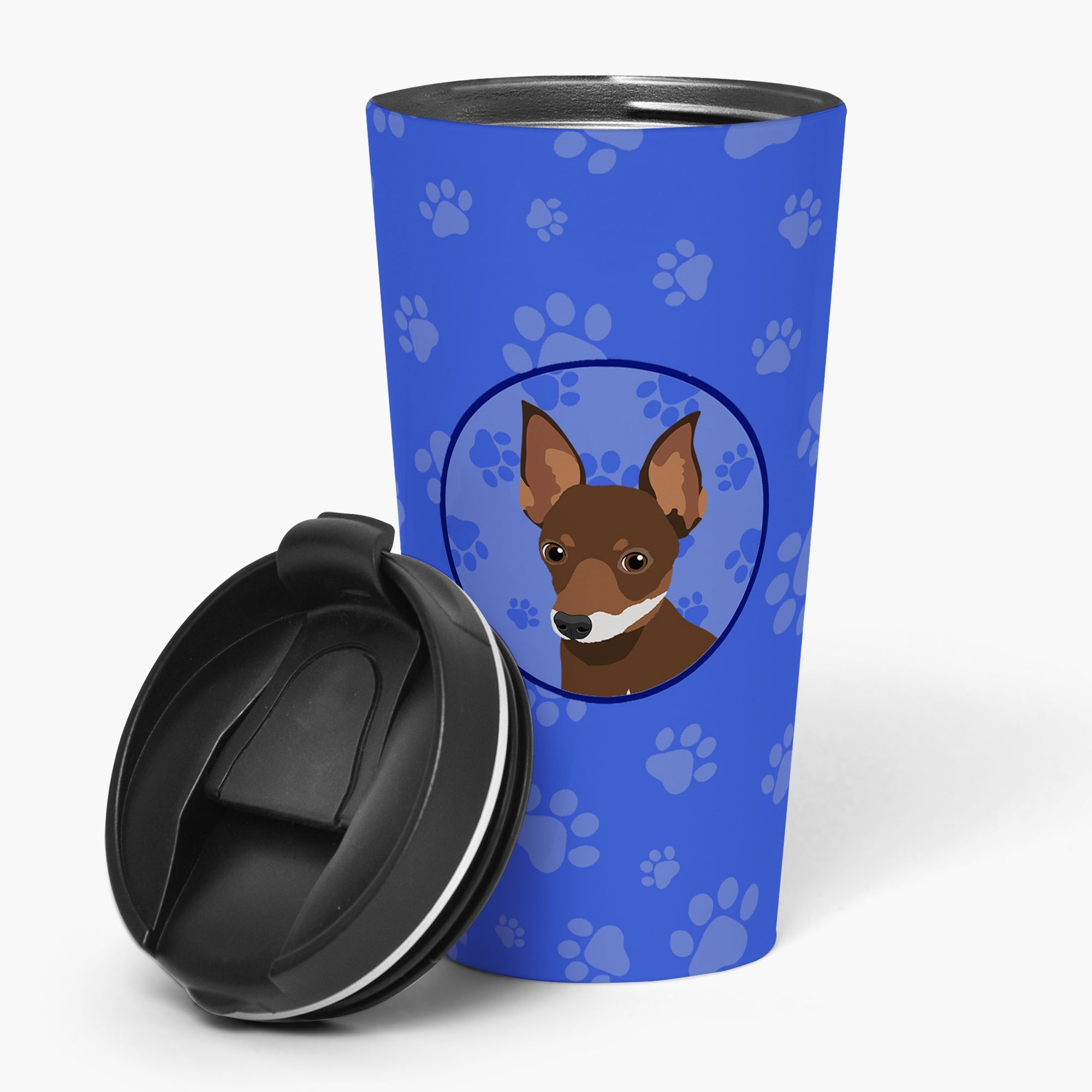 Chihuahua Chocolate and White #2  Stainless Steel 16 oz  Tumbler Blue Insulated Tumbler with Lid, Cute Travel Cup for Coffee, Cocktails, Gift Men, Dad, Women, Mother