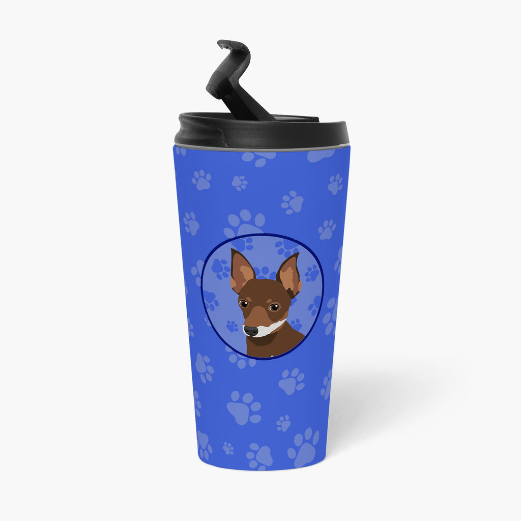Chihuahua Chocolate and White #2  Stainless Steel 16 oz  Tumbler Blue Insulated Tumbler with Lid, Cute Travel Cup for Coffee, Cocktails, Gift Men, Dad, Women, Mother