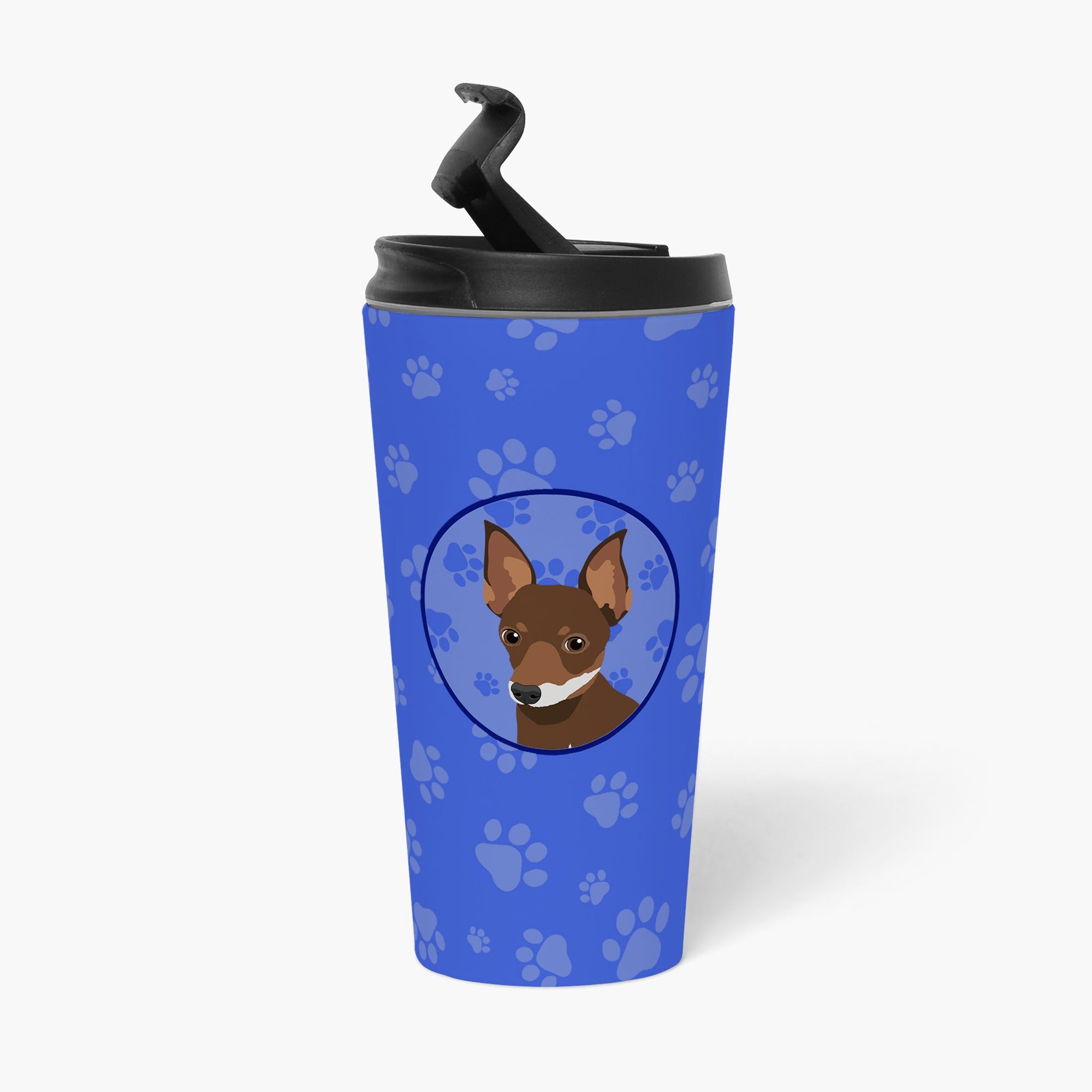 Chihuahua Chocolate and White #2  Stainless Steel 16 oz  Tumbler Blue Insulated Tumbler with Lid, Cute Travel Cup for Coffee, Cocktails, Gift Men, Dad, Women, Mother