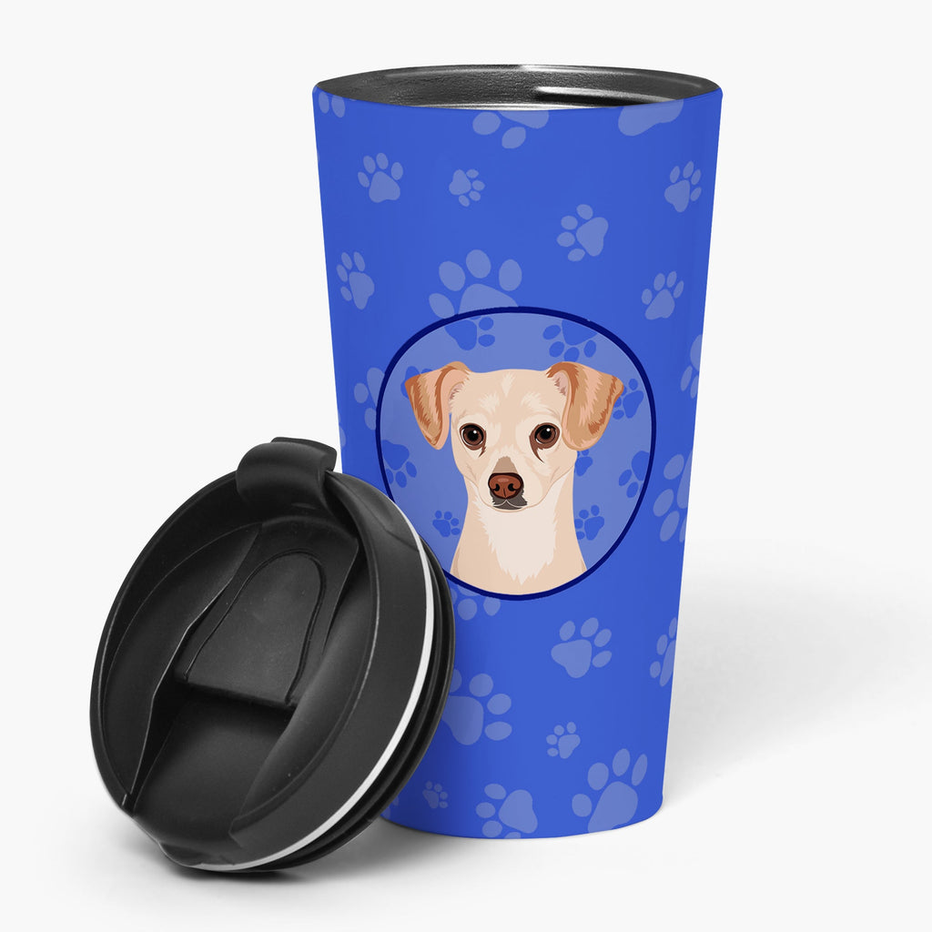 Chihuahua Cream  Stainless Steel 16 oz  Tumbler Blue Insulated Tumbler with Lid, Cute Travel Cup for Coffee, Cocktails, Gift Men, Dad, Women, Mother