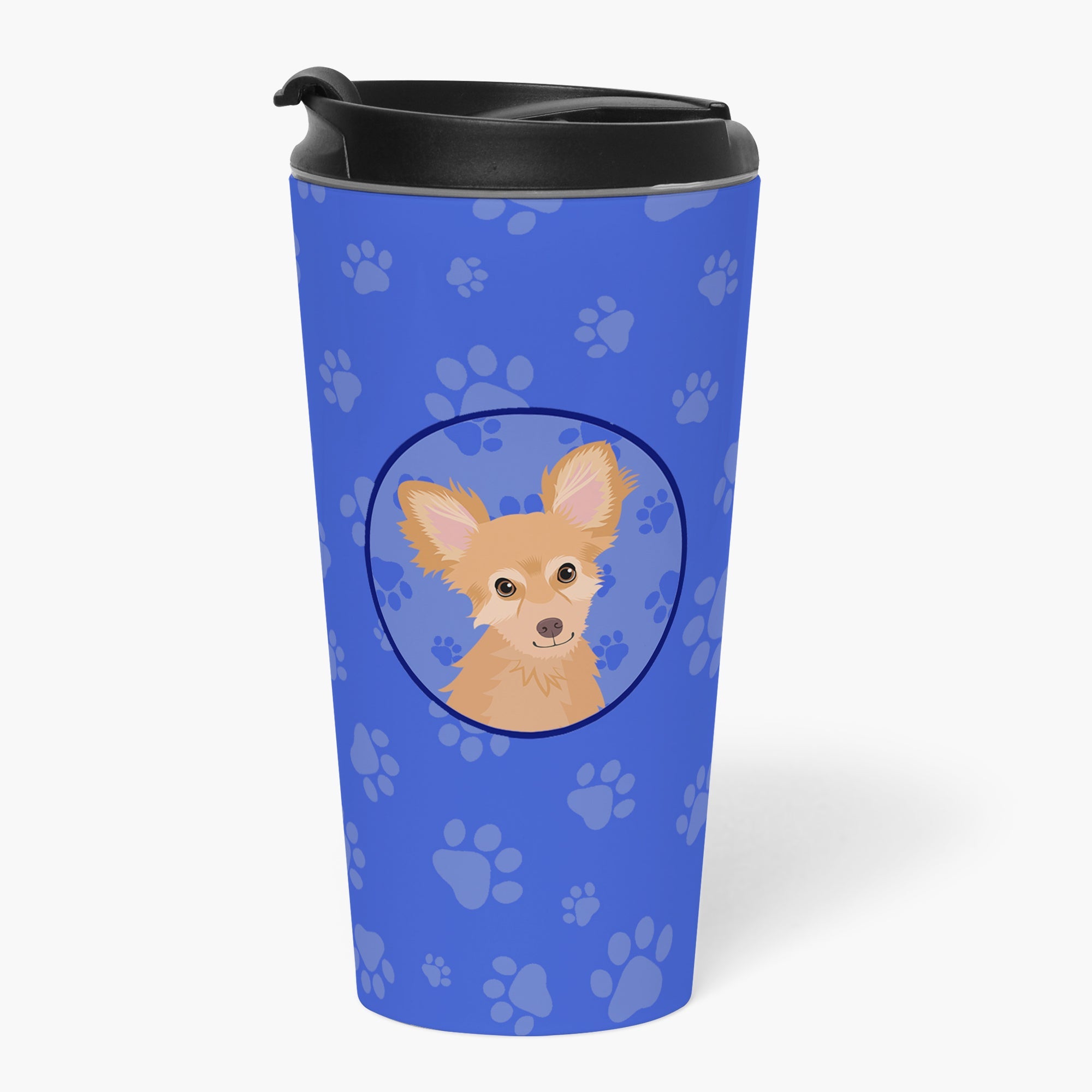 Chihuahua Fawn  Stainless Steel 16 oz  Tumbler Blue Insulated Tumbler with Lid, Cute Travel Cup for Coffee, Cocktails, Gift Men, Dad, Women, Mother