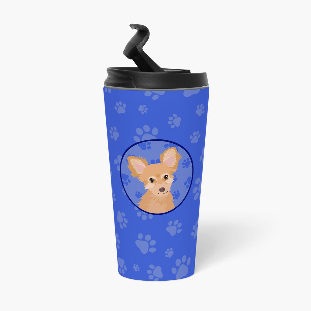 Chihuahua Fawn  Stainless Steel 16 oz  Tumbler Blue Insulated Tumbler with Lid, Cute Travel Cup for Coffee, Cocktails, Gift Men, Dad, Women, Mother