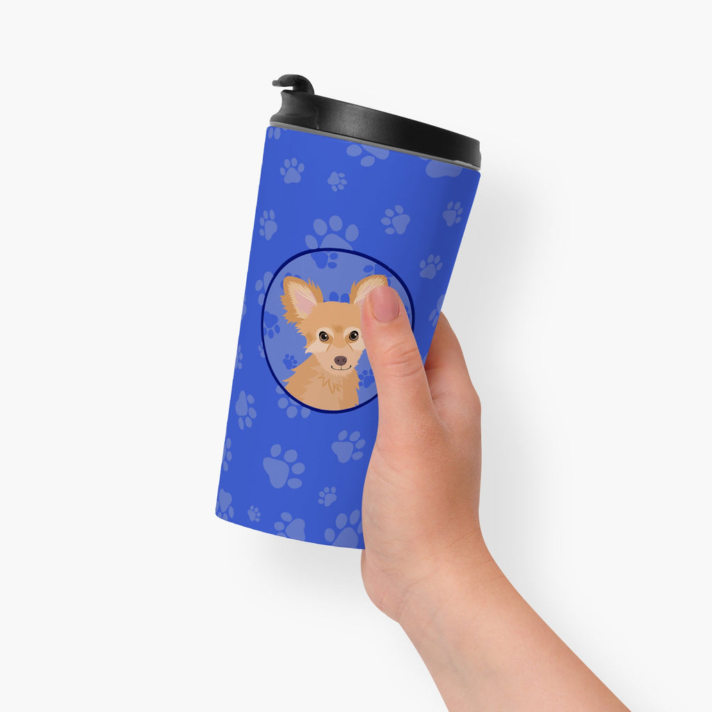 Chihuahua Fawn  Stainless Steel 16 oz  Tumbler Blue Insulated Tumbler with Lid, Cute Travel Cup for Coffee, Cocktails, Gift Men, Dad, Women, Mother