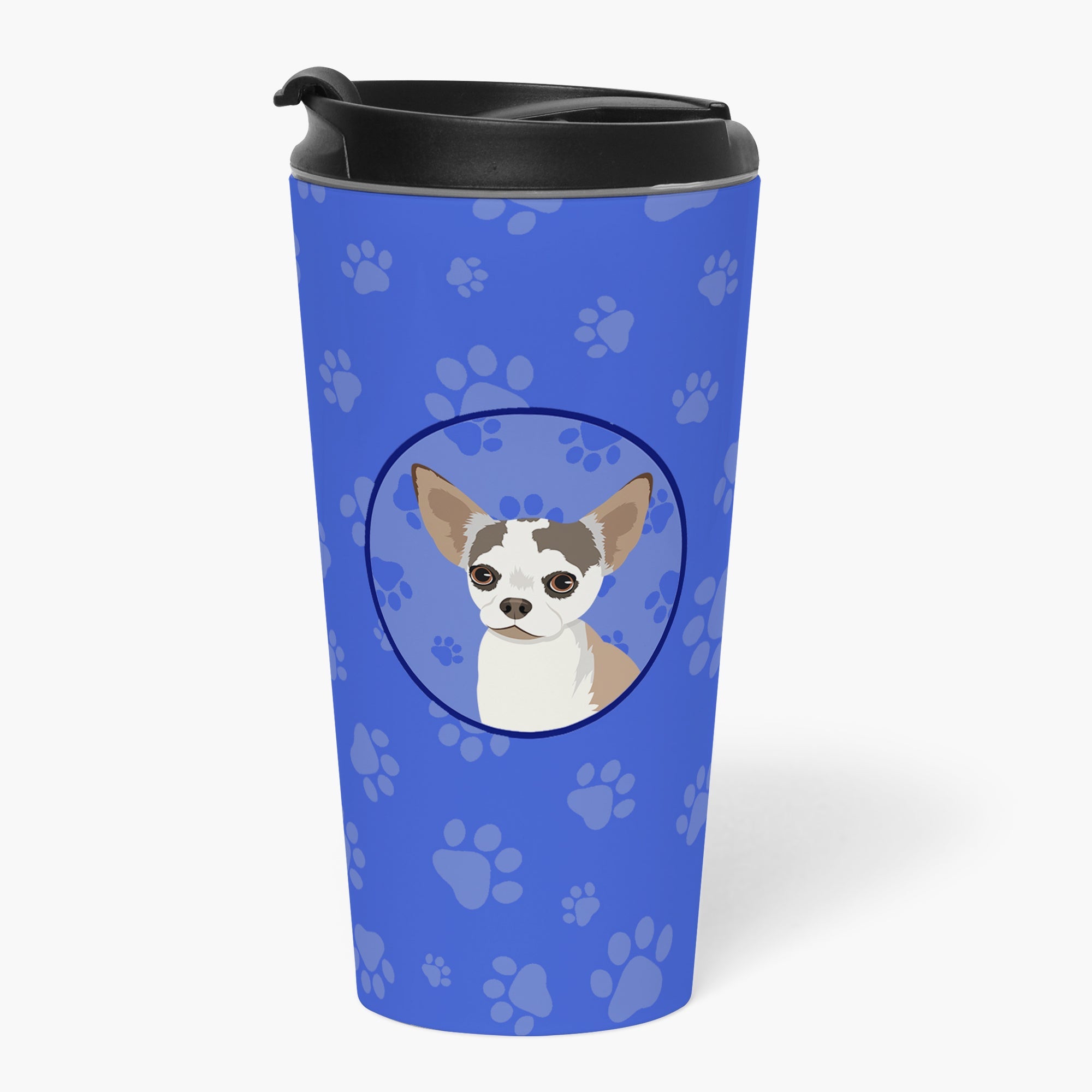 Chihuahua Merle  Stainless Steel 16 oz  Tumbler Blue Insulated Tumbler with Lid, Cute Travel Cup for Coffee, Cocktails, Gift Men, Dad, Women, Mother