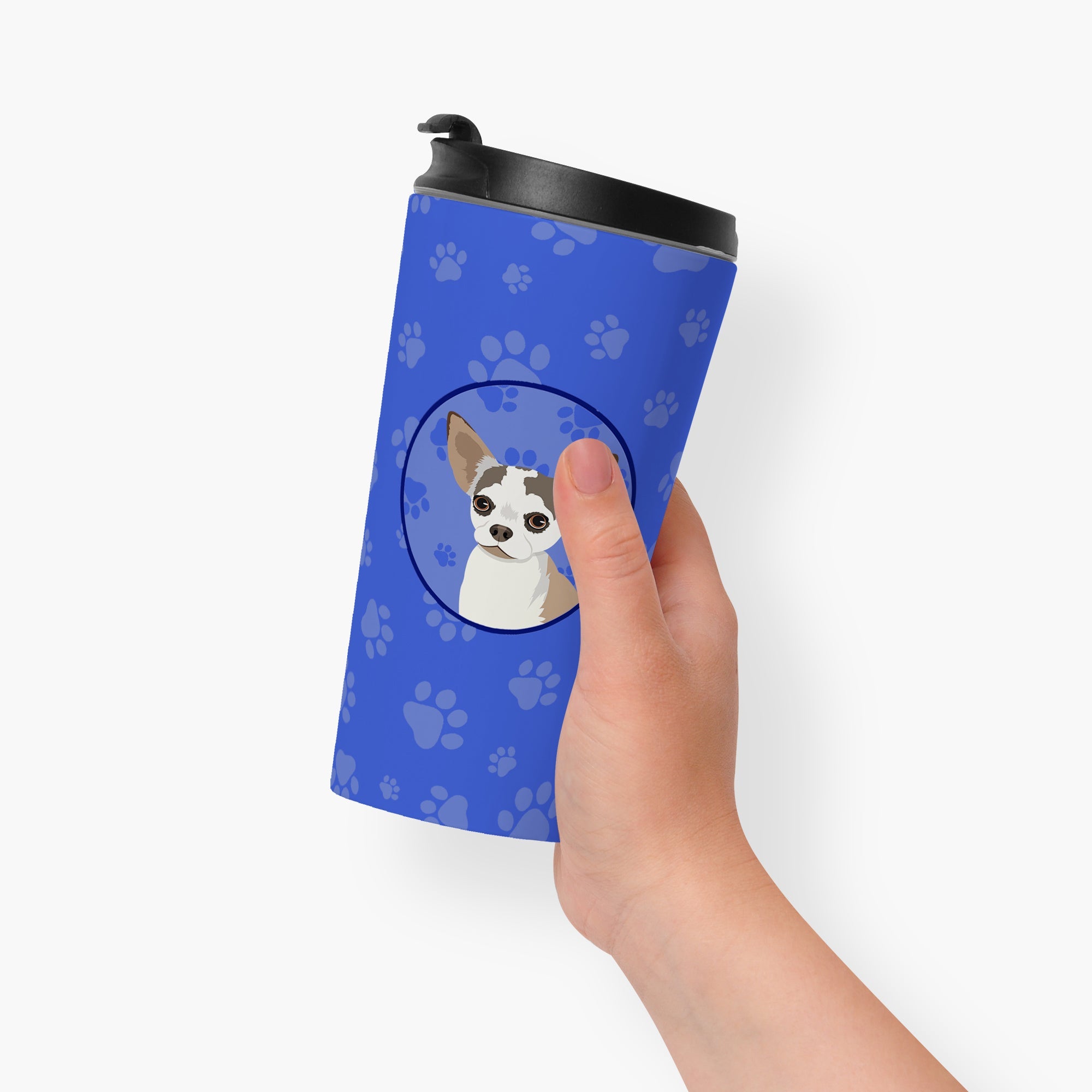 Chihuahua Merle  Stainless Steel 16 oz  Tumbler Blue Insulated Tumbler with Lid, Cute Travel Cup for Coffee, Cocktails, Gift Men, Dad, Women, Mother