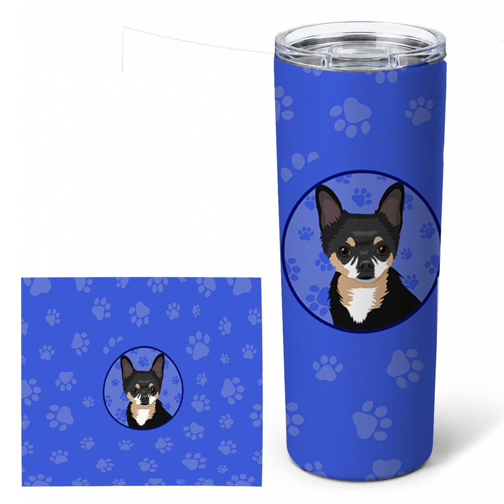 Chihuahua Tricolor #2  Stainless Steel Skinny Tumbler 20 oz Vacuum Double Walled Reusable Insulated Travel Cup